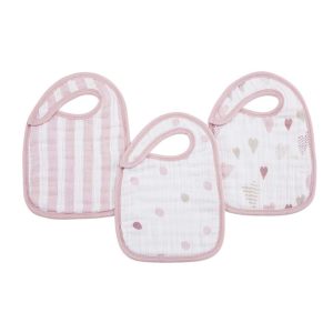 boutique 100% cotton muslin snap bibs 3 pack