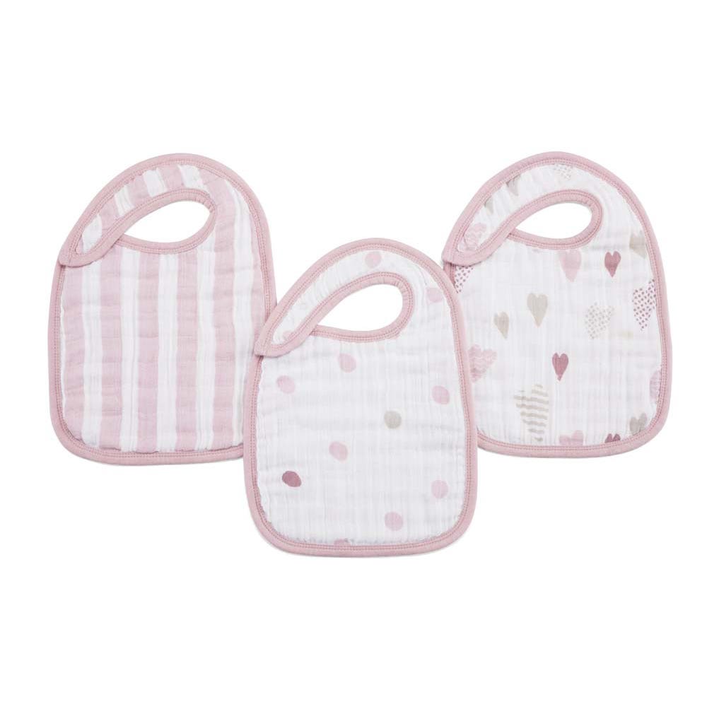boutique 100% cotton muslin snap bibs 3 pack