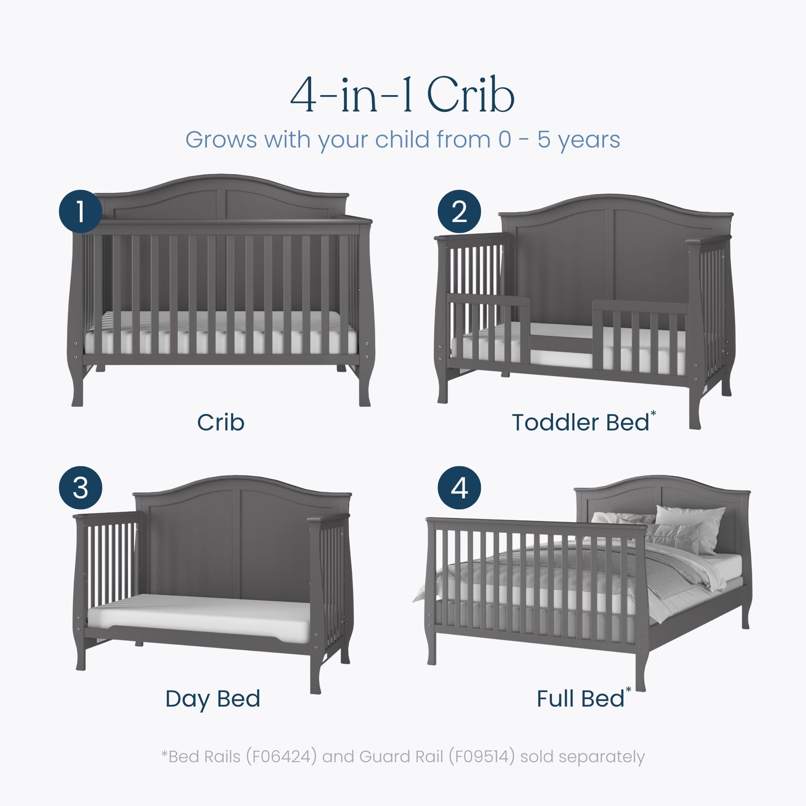 Camden 4-in-1 Convertible Crib. Cool Grey - Image 3