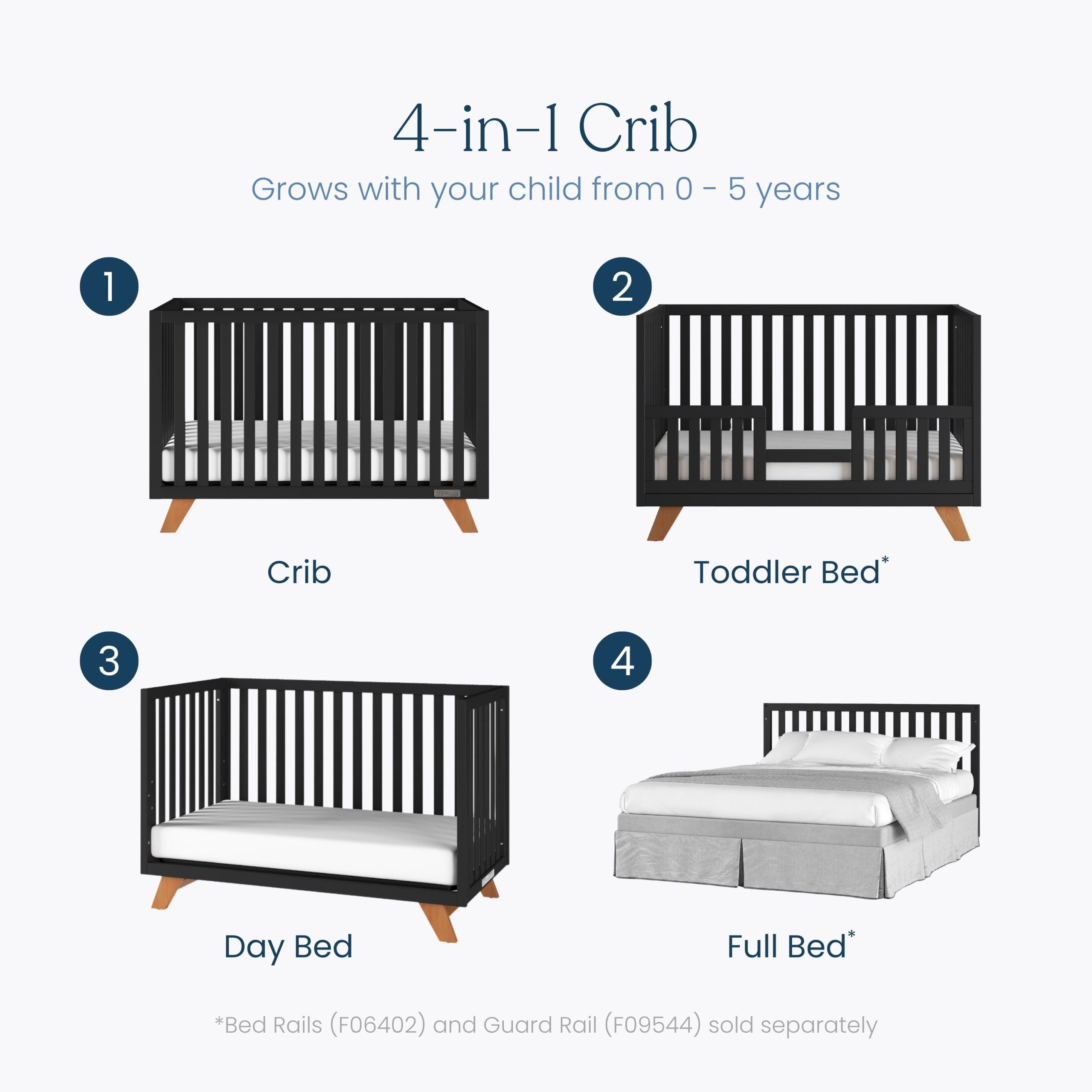 Soho 4-in-1 Convertible Crib. Ebony - Image 3