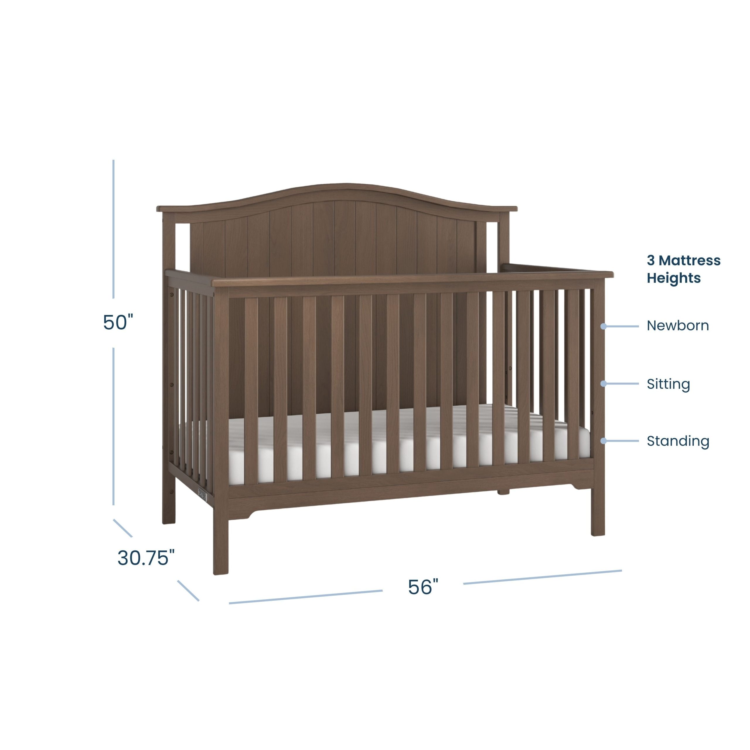 Hampton Arch Top 4-in-1 Convertible Crib. Dusty Heather - Image 4