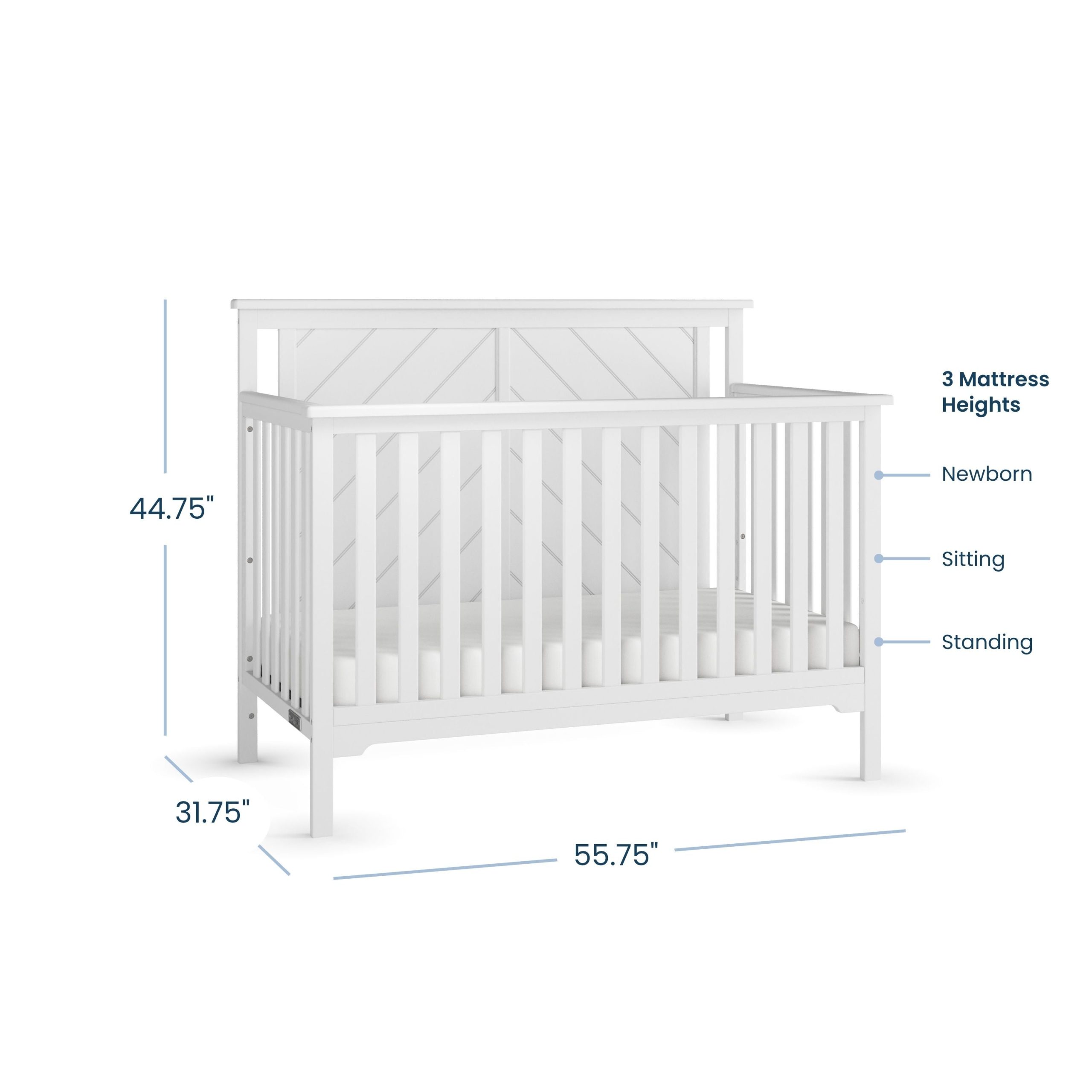 Hampton Flat Top 4-in-1 Convertible Crib. Matte White - Image 4