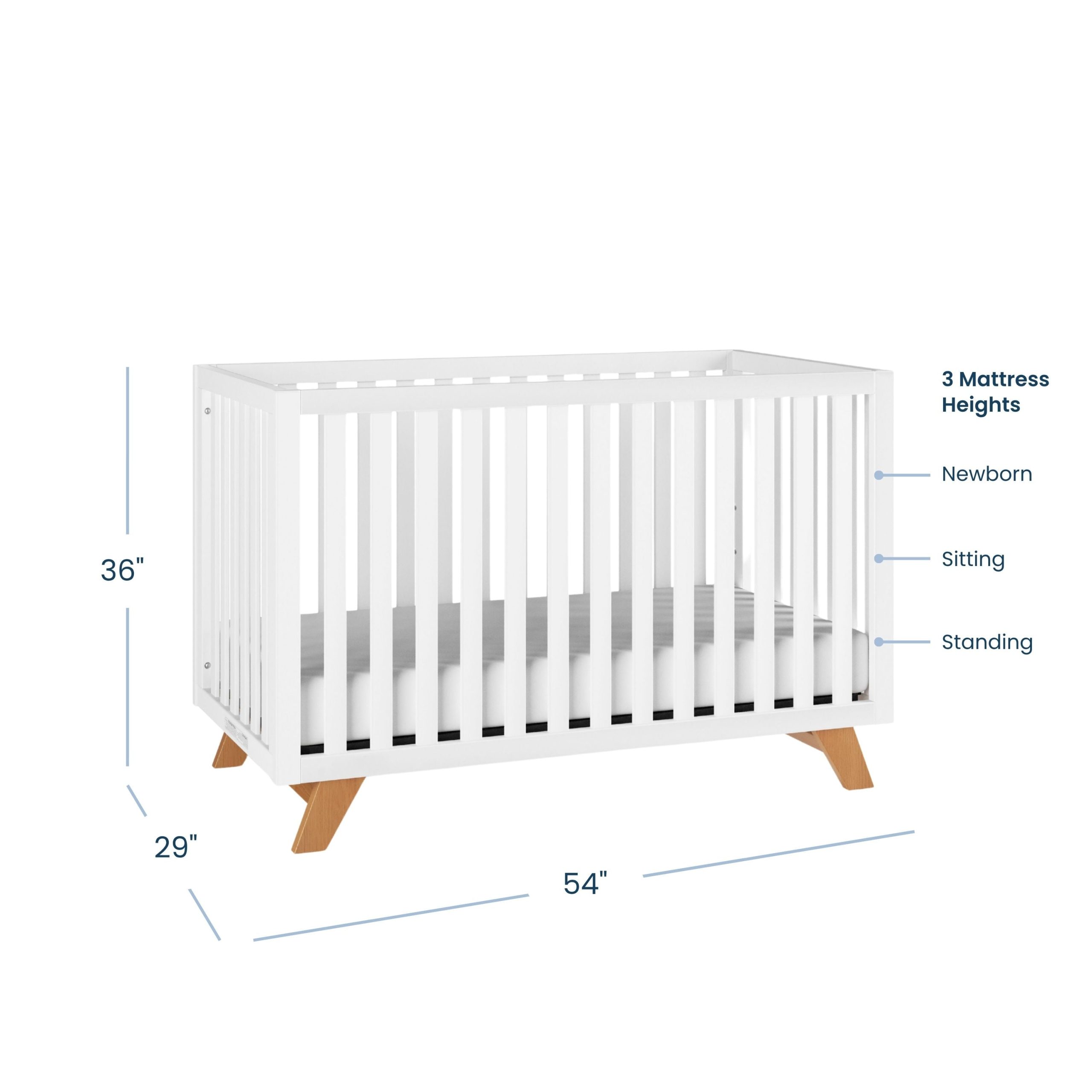 Soho 4-in-1 Convertible Crib. White/Natural - Image 4