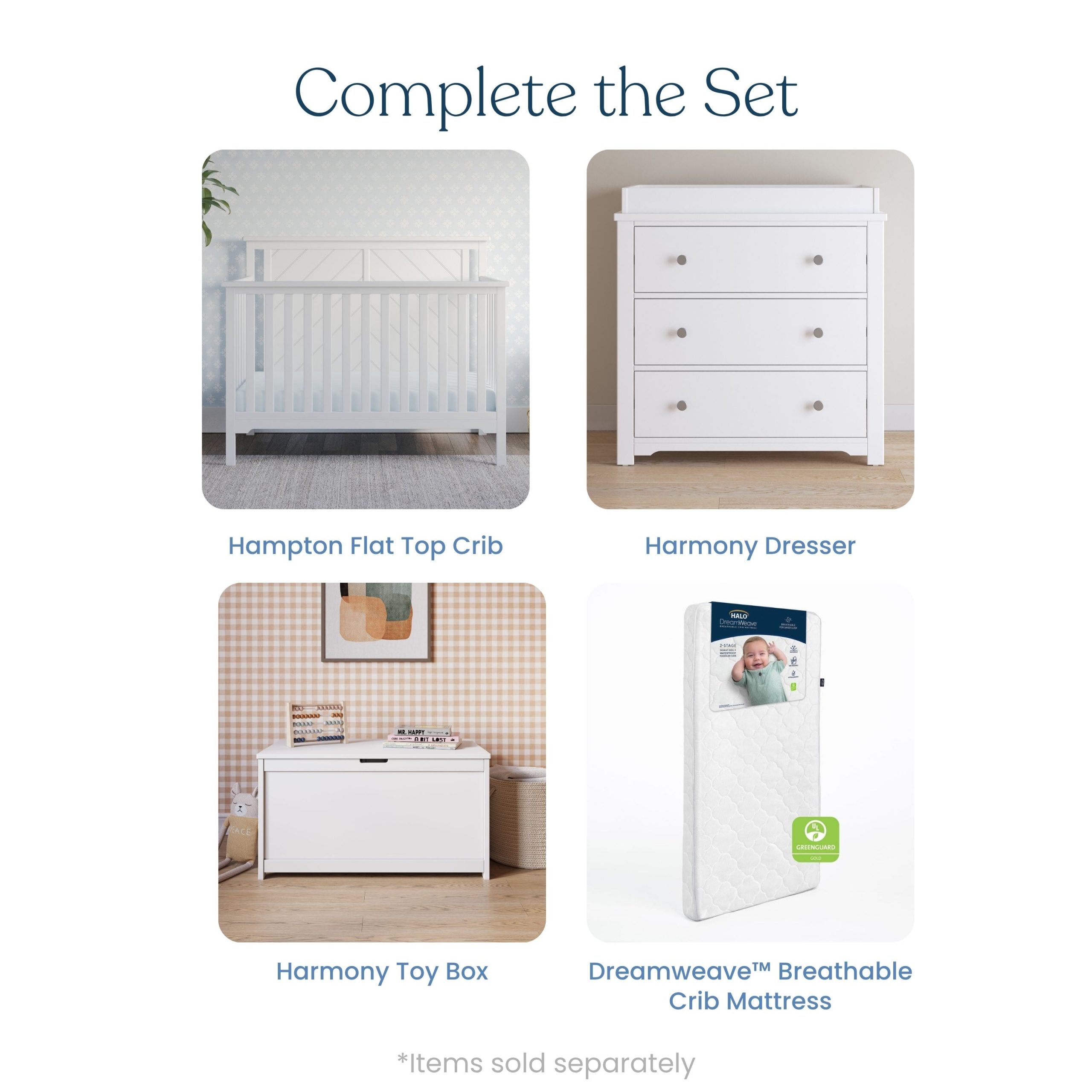 Hampton Flat Top 4-in-1 Convertible Crib. Matte White - Image 6