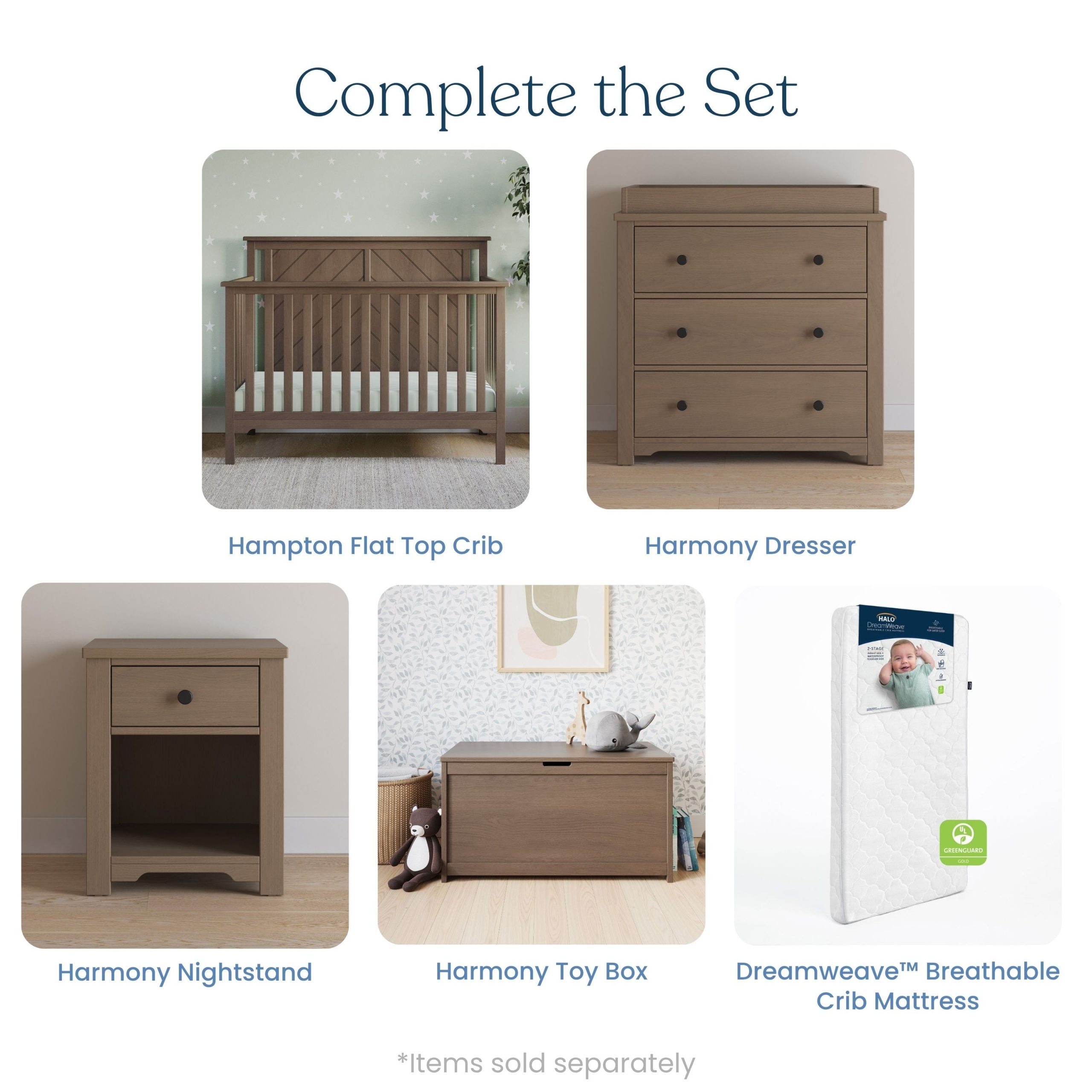 Hampton Flat Top 4-in-1 Convertible Crib. Dusty Heather - Image 6