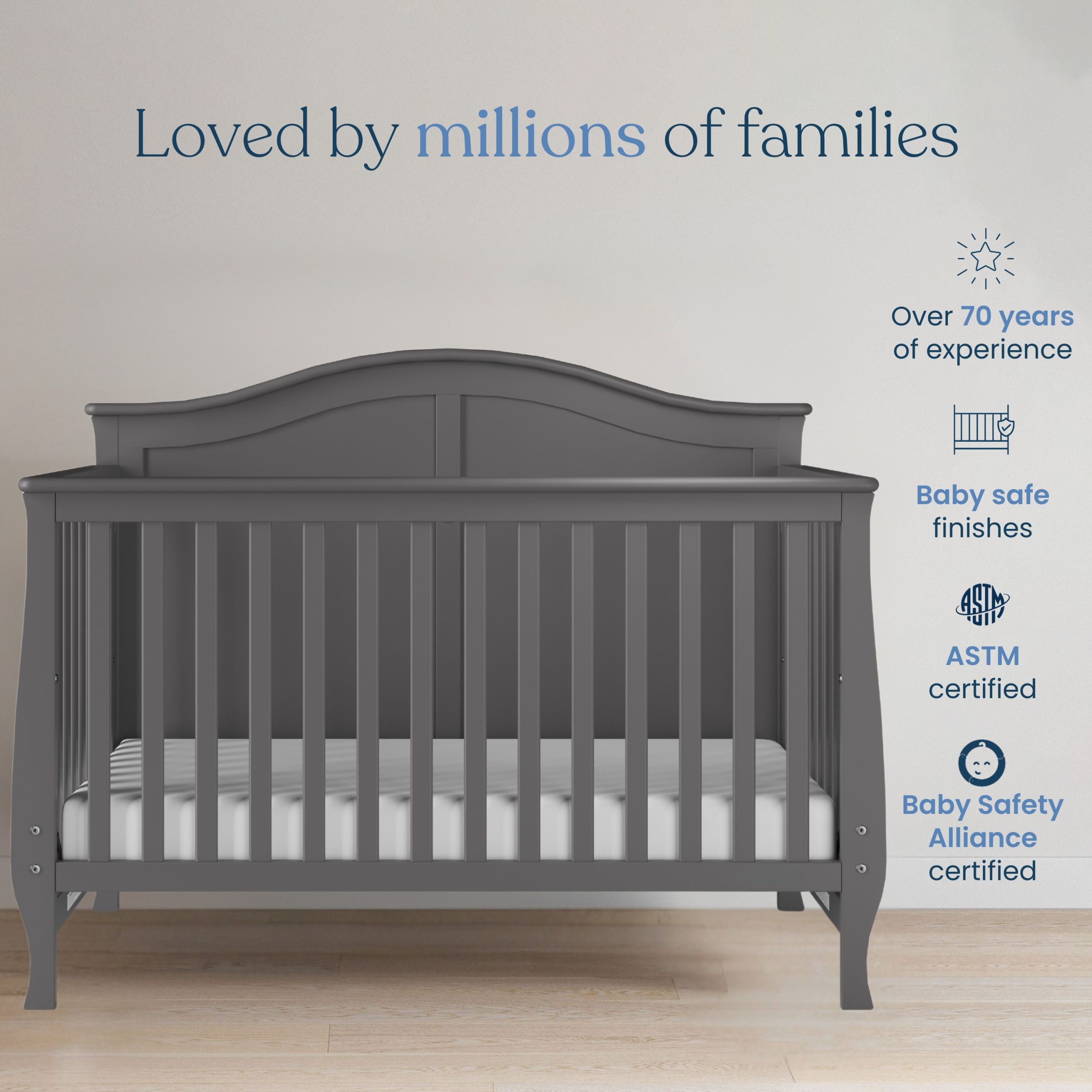 Camden 4-in-1 Convertible Crib. Cool Grey - Image 7