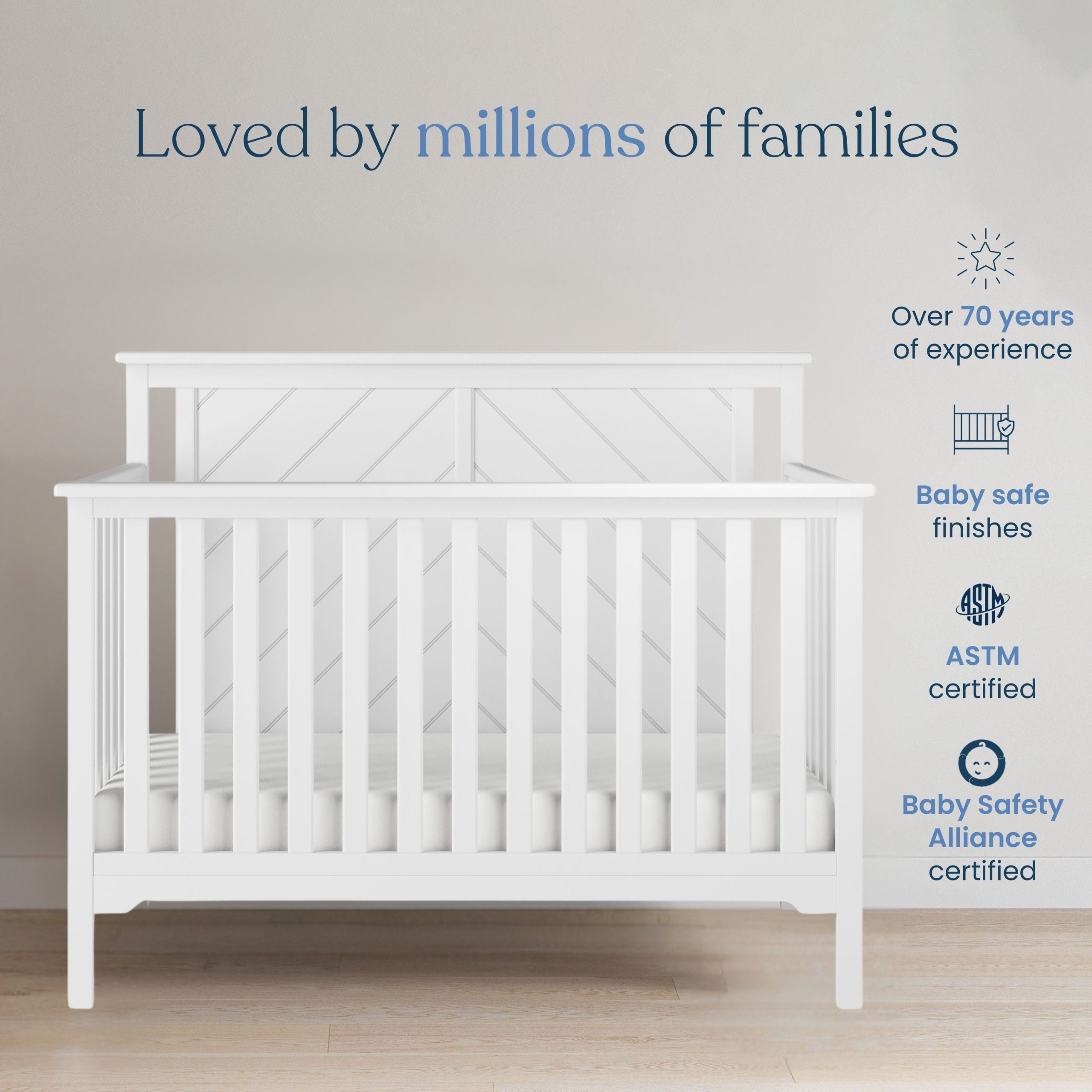 Hampton Flat Top 4-in-1 Convertible Crib. Matte White - Image 7
