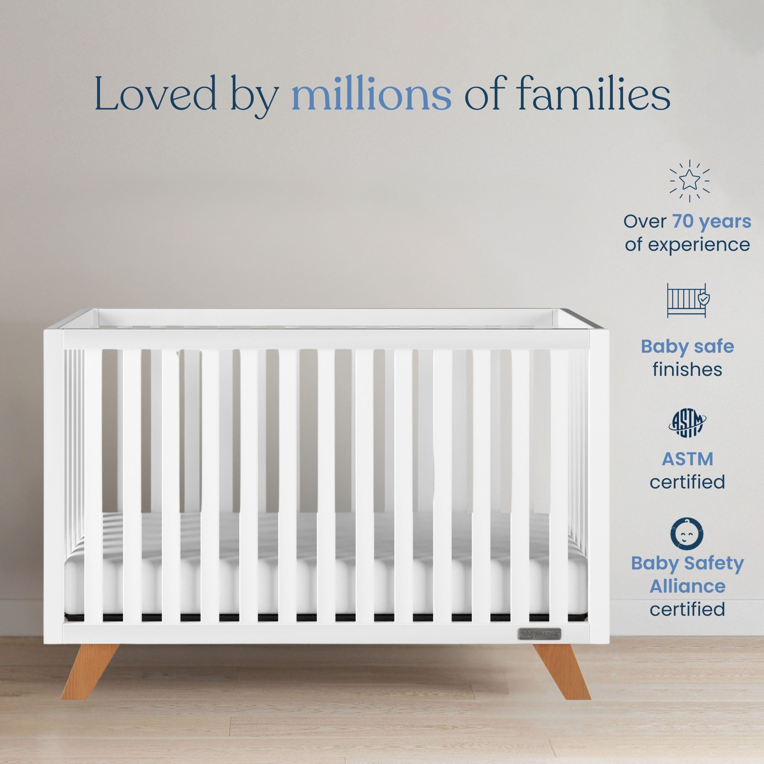 Soho 4-in-1 Convertible Crib. White/Natural - Image 7