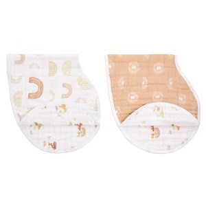 boutique 100% cotton muslin burpy bibs 2 pack