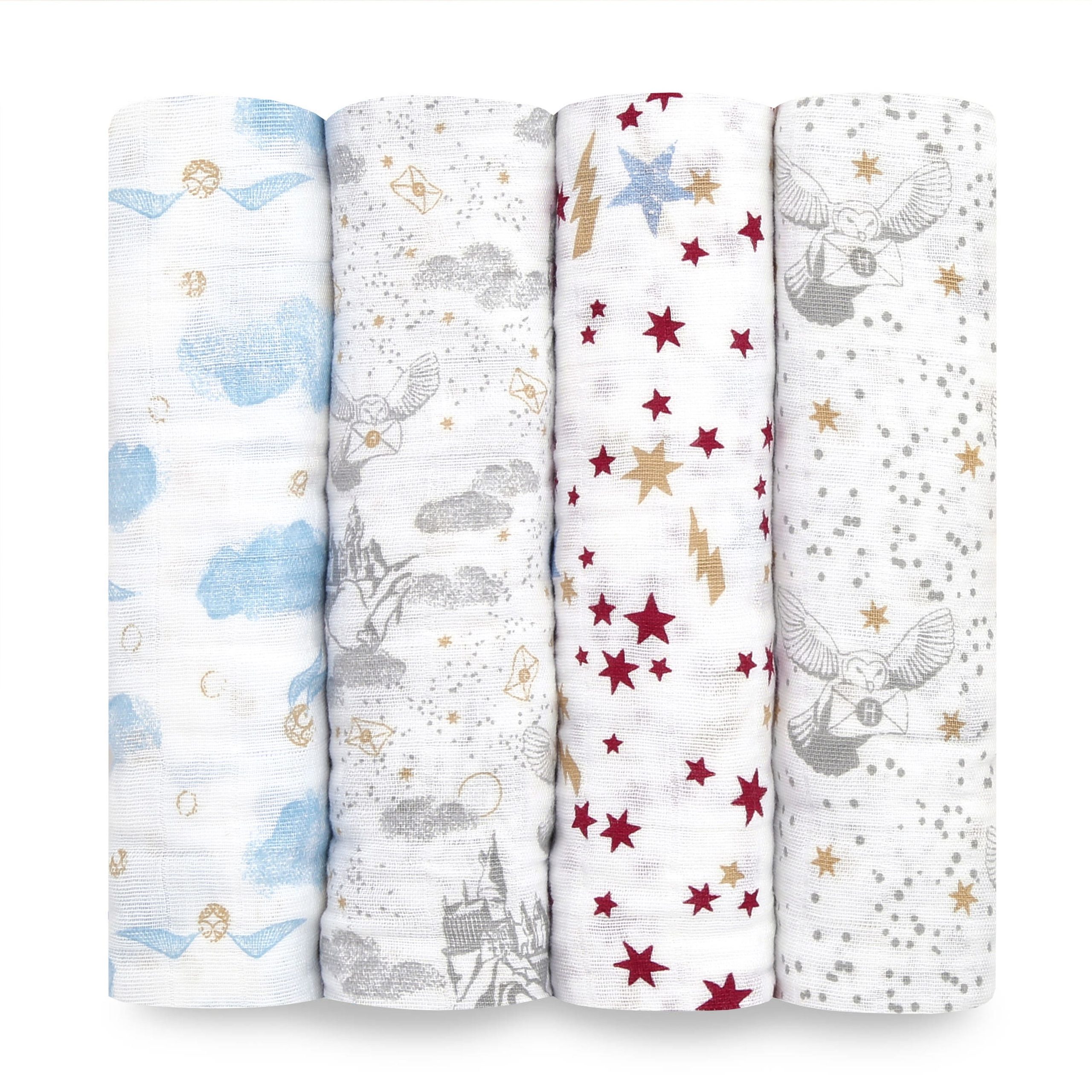 boutique iconic 100% cotton muslin swaddle blanket 4 pack