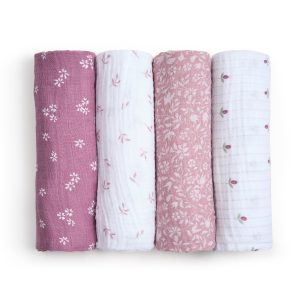 organic cotton muslin swaddle blanket 4 pack