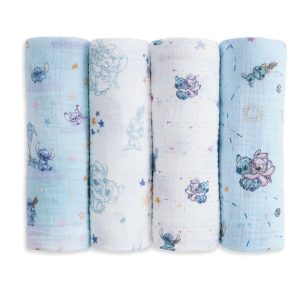 Disney™ Lilo and Stitch essentials cotton muslin swaddle blanket 4 pack