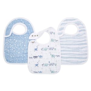 boutique 100% cotton muslin snap bibs 3 pack