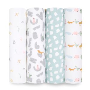 essentials cotton muslin swaddle blanket 4 pack