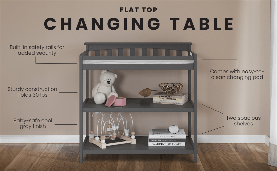Flat Top Baby Changing Table. Cool Gray - Image 16