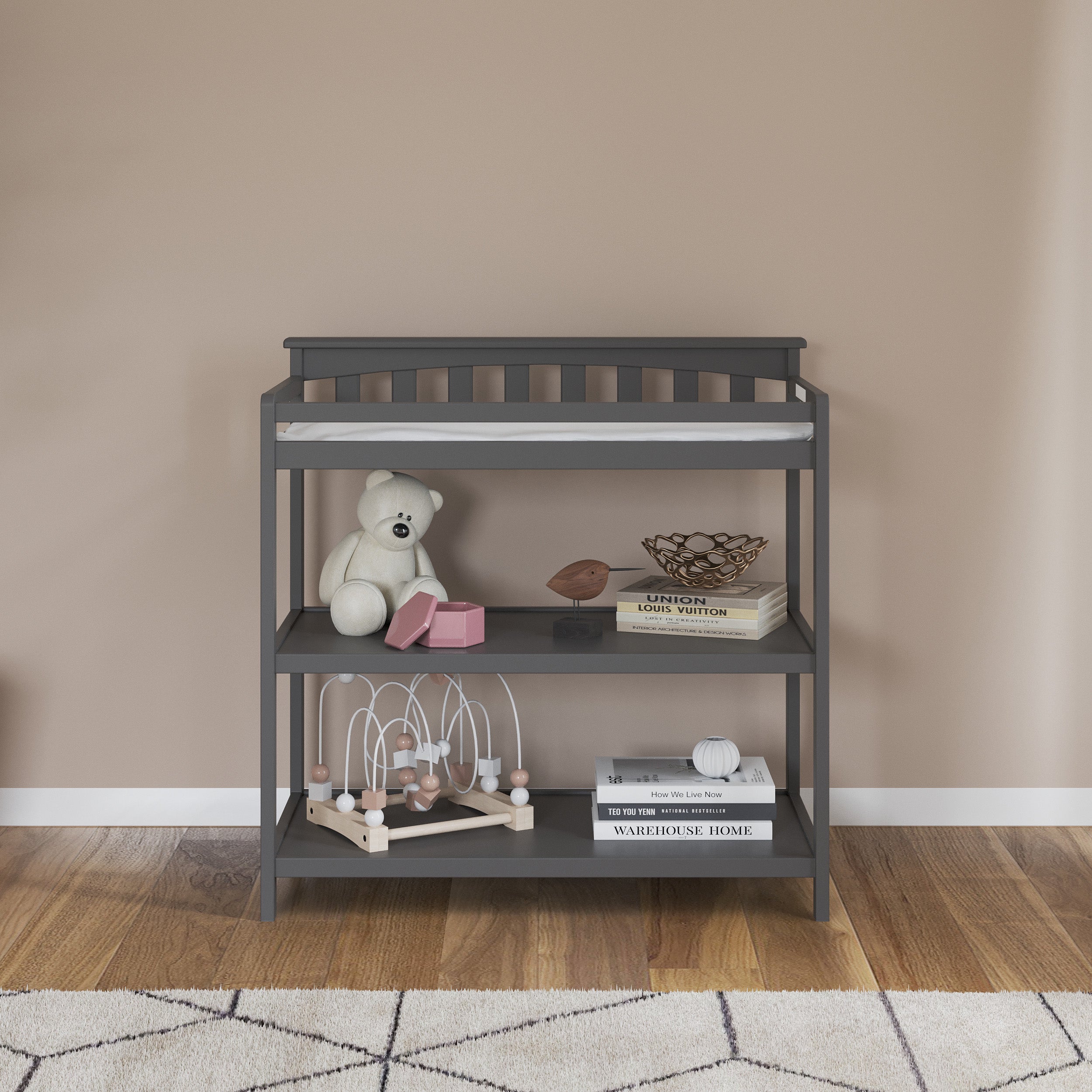 Flat Top Baby Changing Table. Cool Gray