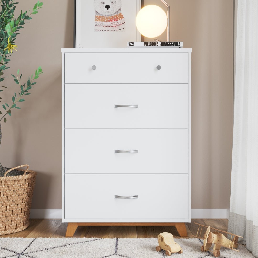 Soho 4 Drawer Chest. White/Natural