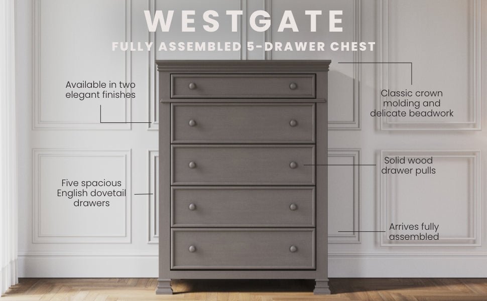 Westgate 5-Drawer Chest. Chelsea Gray - Image 6
