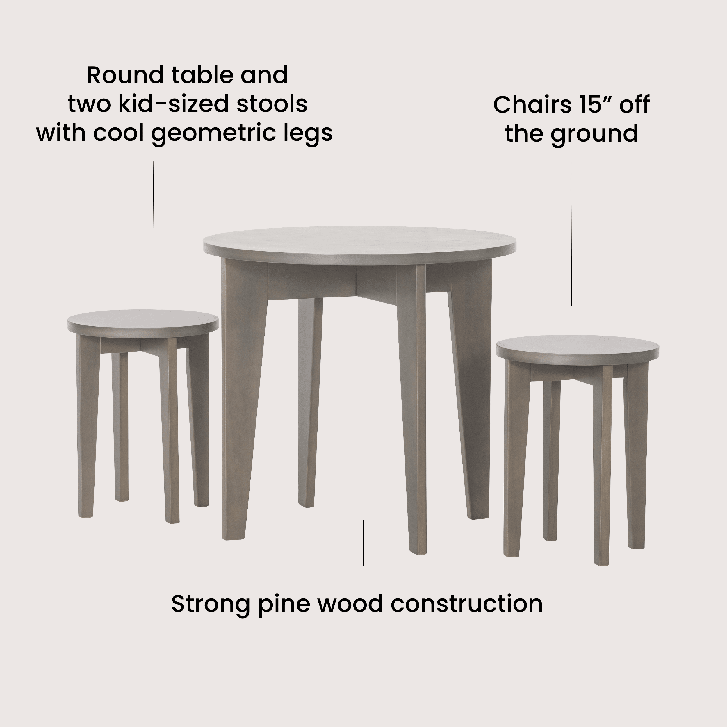 Geo Table and Stools Set. Dapper Gray - Image 2