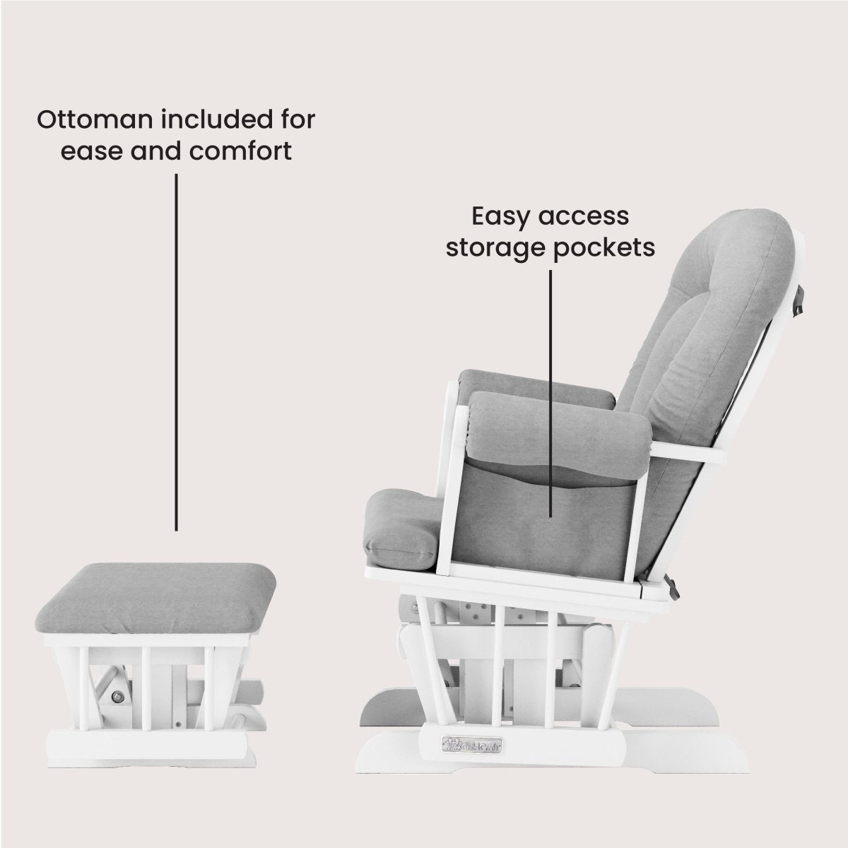 Cozy Glider and Ottoman. Matte White - Image 4