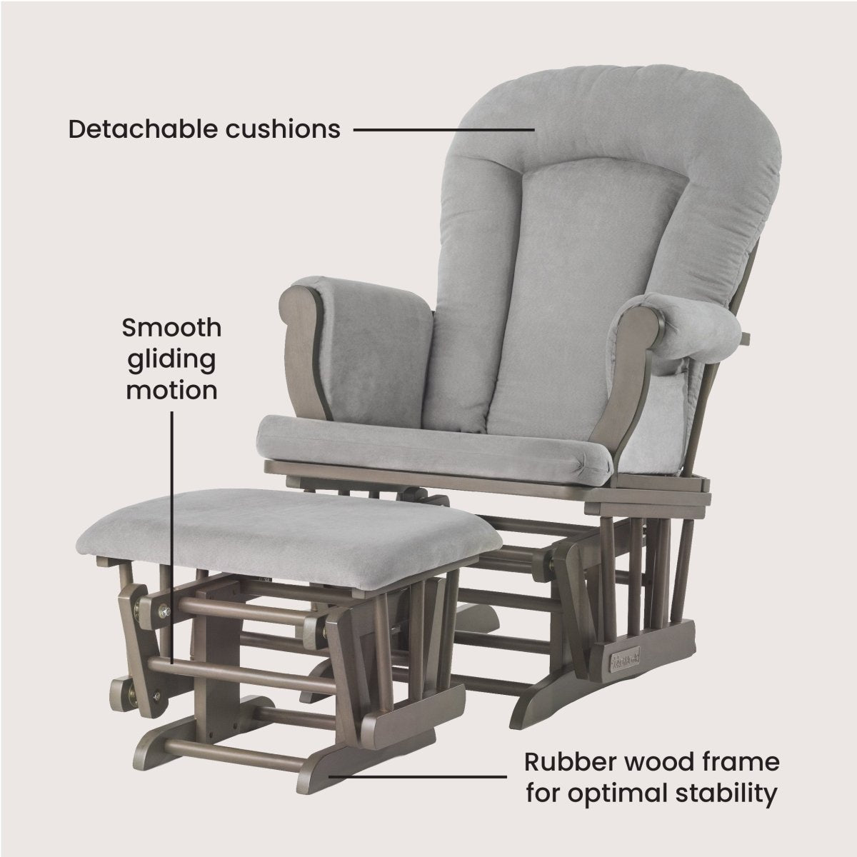 Cozy Glider and Ottoman. Dapper Gray - Image 2
