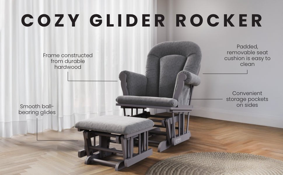 Cozy Glider and Ottoman. Cool Gray - Image 5