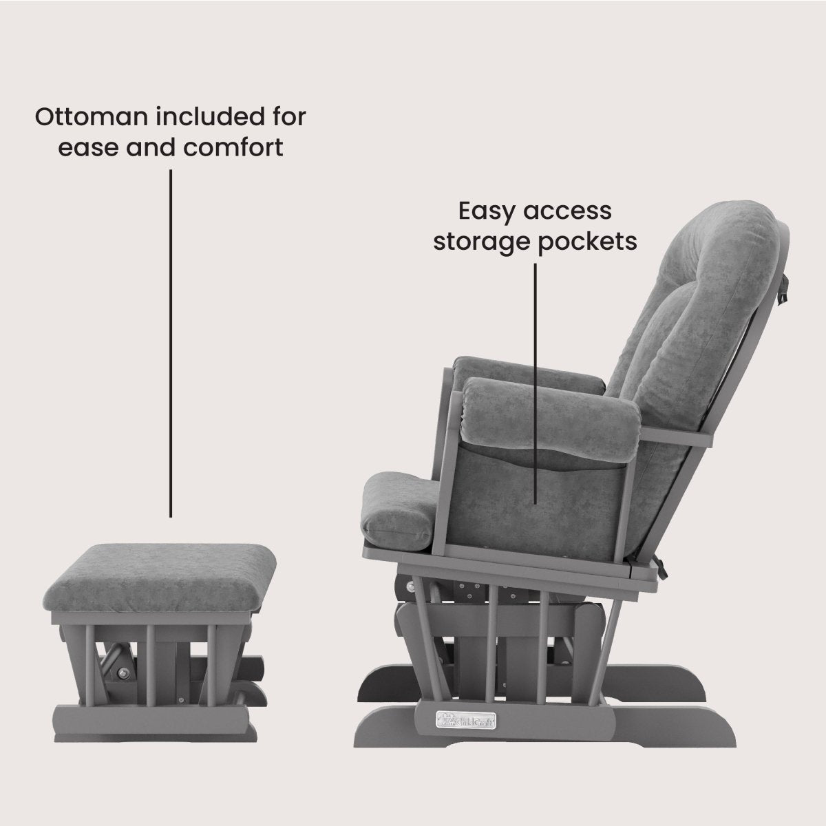 Cozy Glider and Ottoman. Cool Gray - Image 4