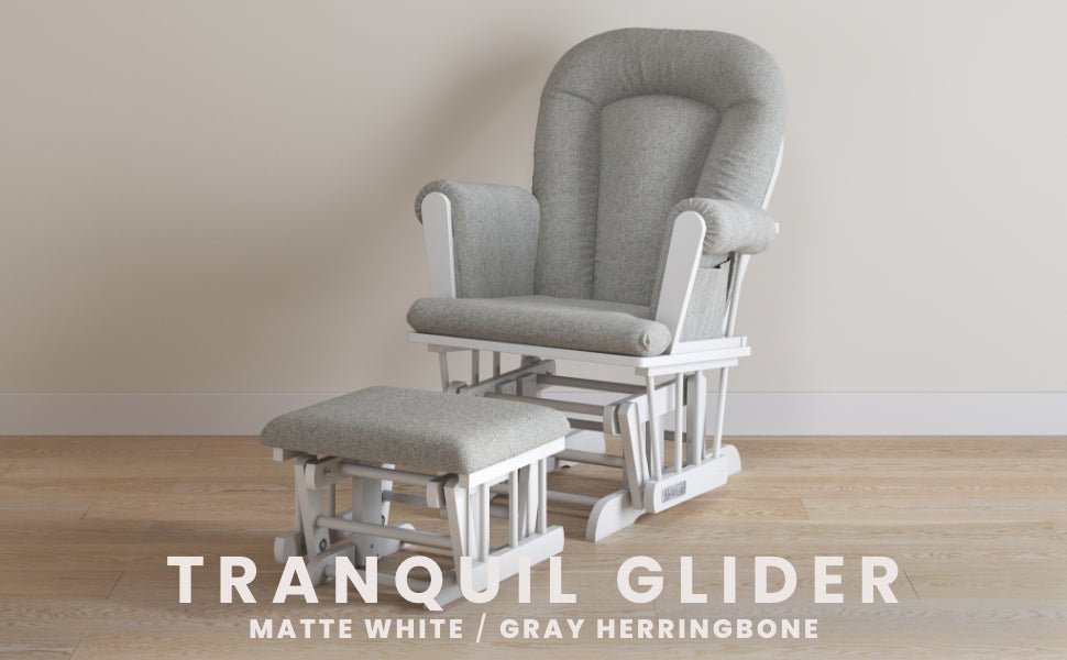 Tranquil Nursery Glider and Ottoman. Matte White - Image 11