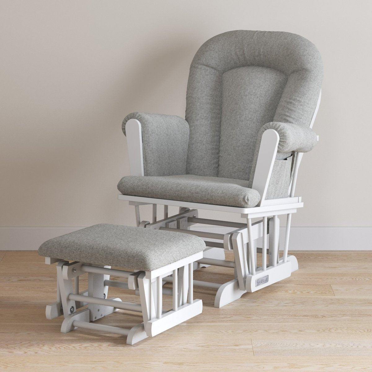 Tranquil Nursery Glider and Ottoman. Matte White