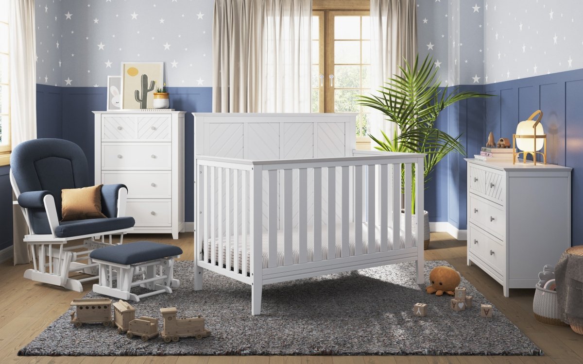 Tranquil Nursery Glider and Ottoman. Matte White - Image 6