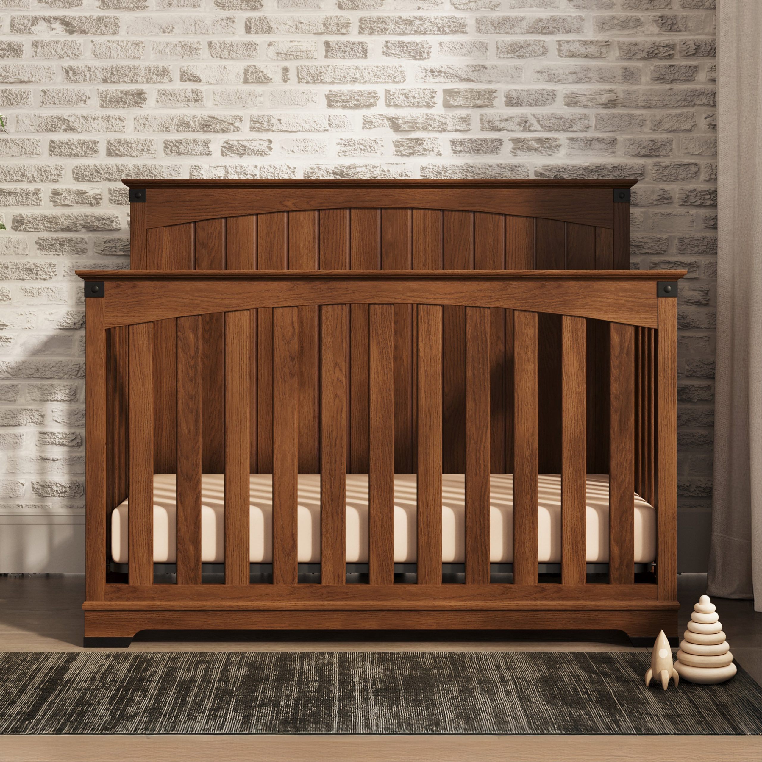 Redmond Full Panel 4-in-1 Convertible Crib. Coach Cherry - Image 9