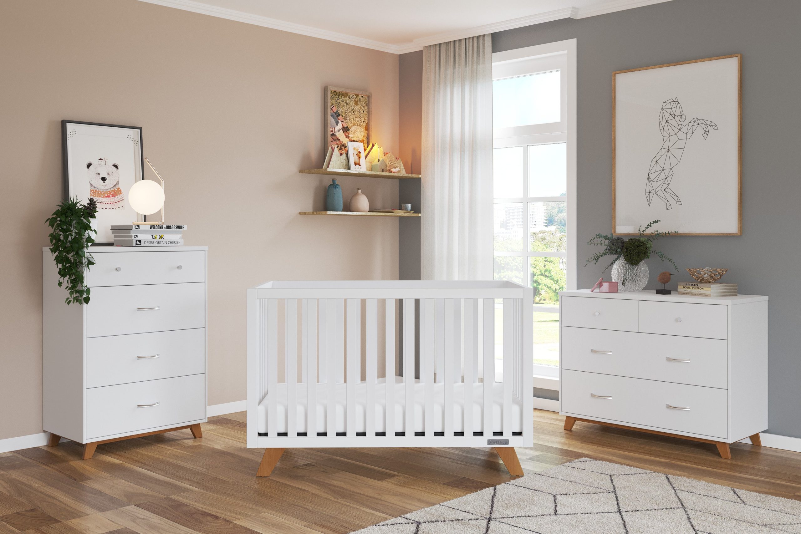 Soho 4-in-1 Convertible Crib. White/Natural - Image 2