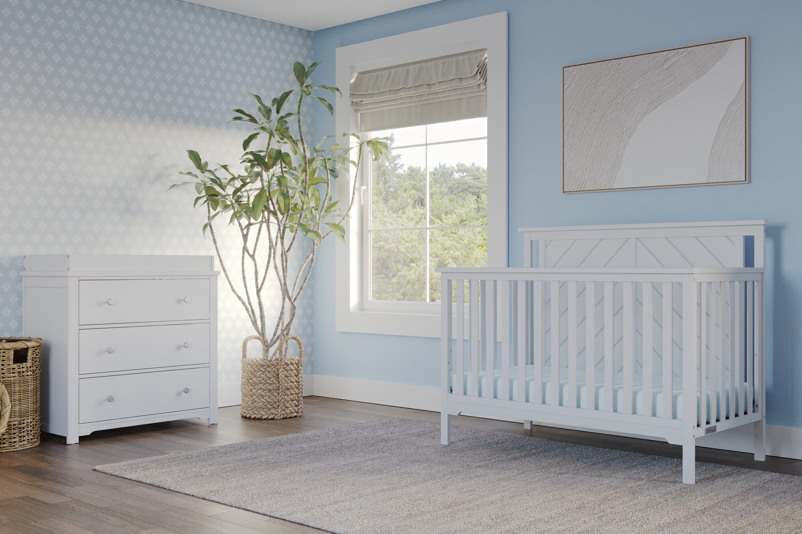 Hampton Flat Top 4-in-1 Convertible Crib. Matte White - Image 2