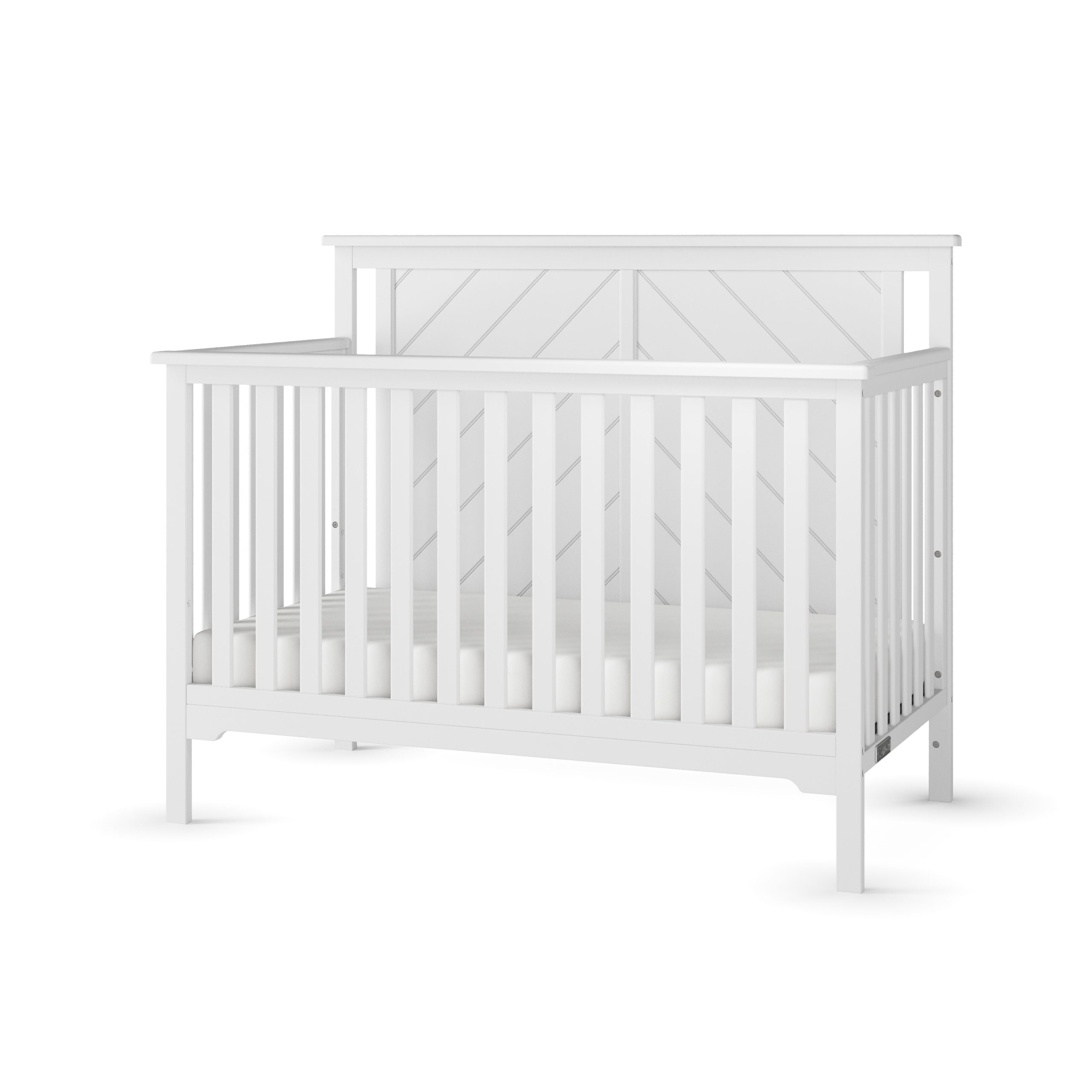 Hampton Flat Top 4-in-1 Convertible Crib. Matte White