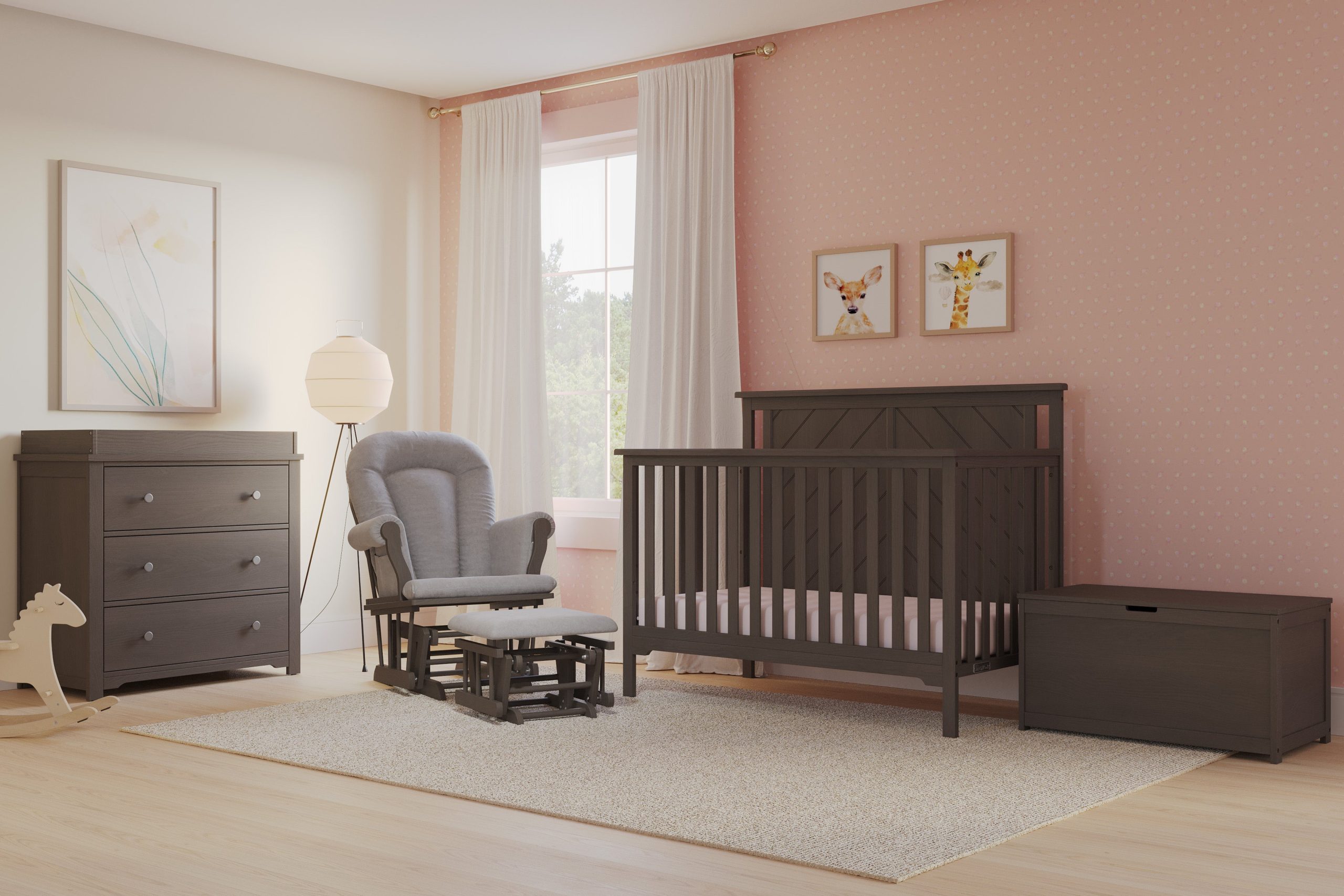 Hampton Flat Top 4-in-1 Convertible Crib. Dapper Gray - Image 2