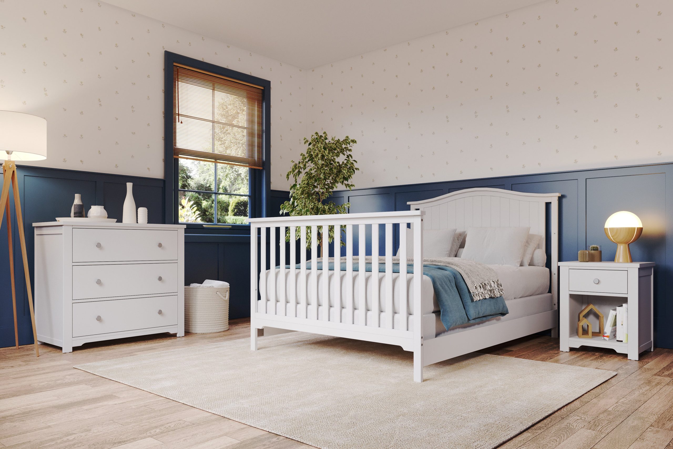 Hampton Arch Top 4-in-1 Convertible Crib. Matte White - Image 6