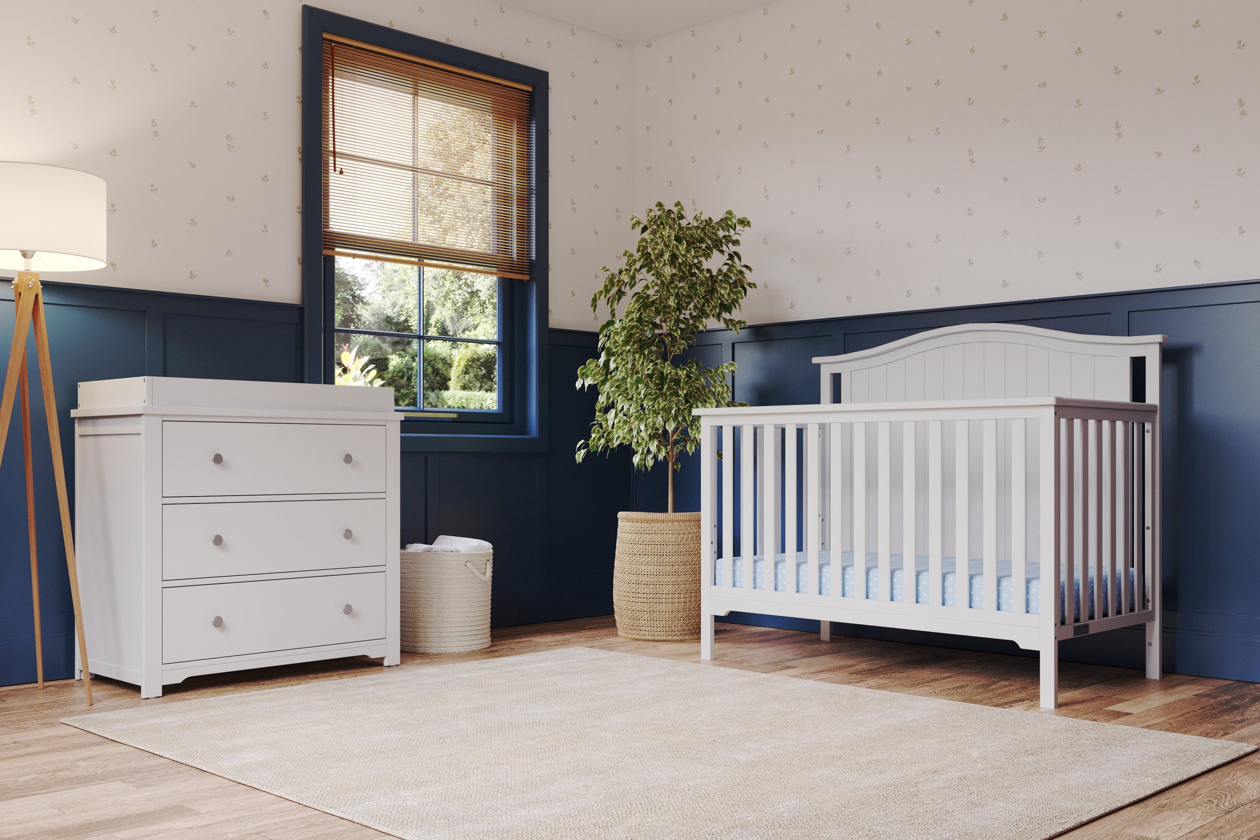 Hampton Arch Top 4-in-1 Convertible Crib. Matte White - Image 2