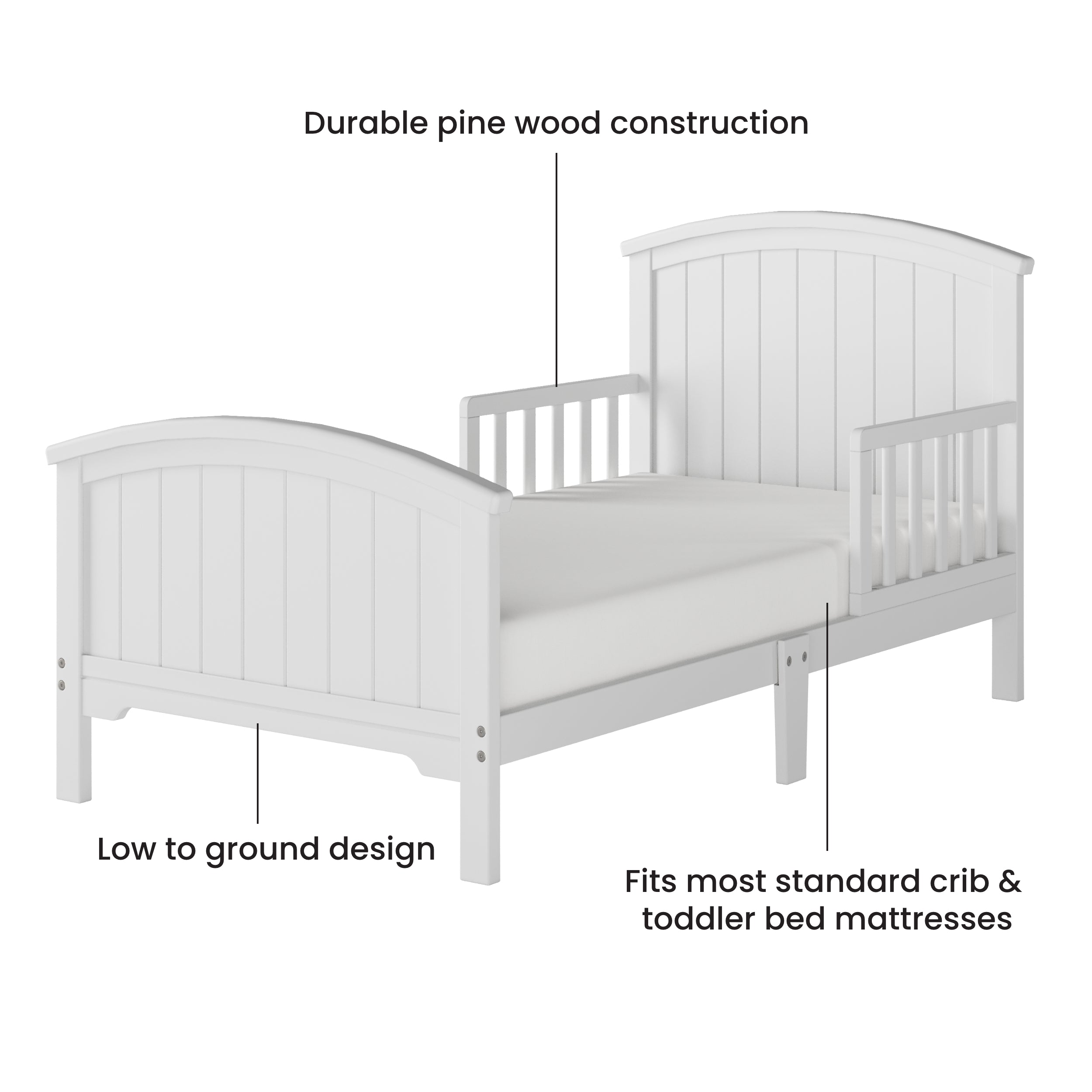 Hampton Toddler Bed. Matte White - Image 3