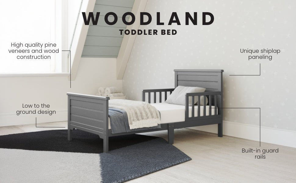 Woodland Toddler Bed. Brushed Pebble - Image 14