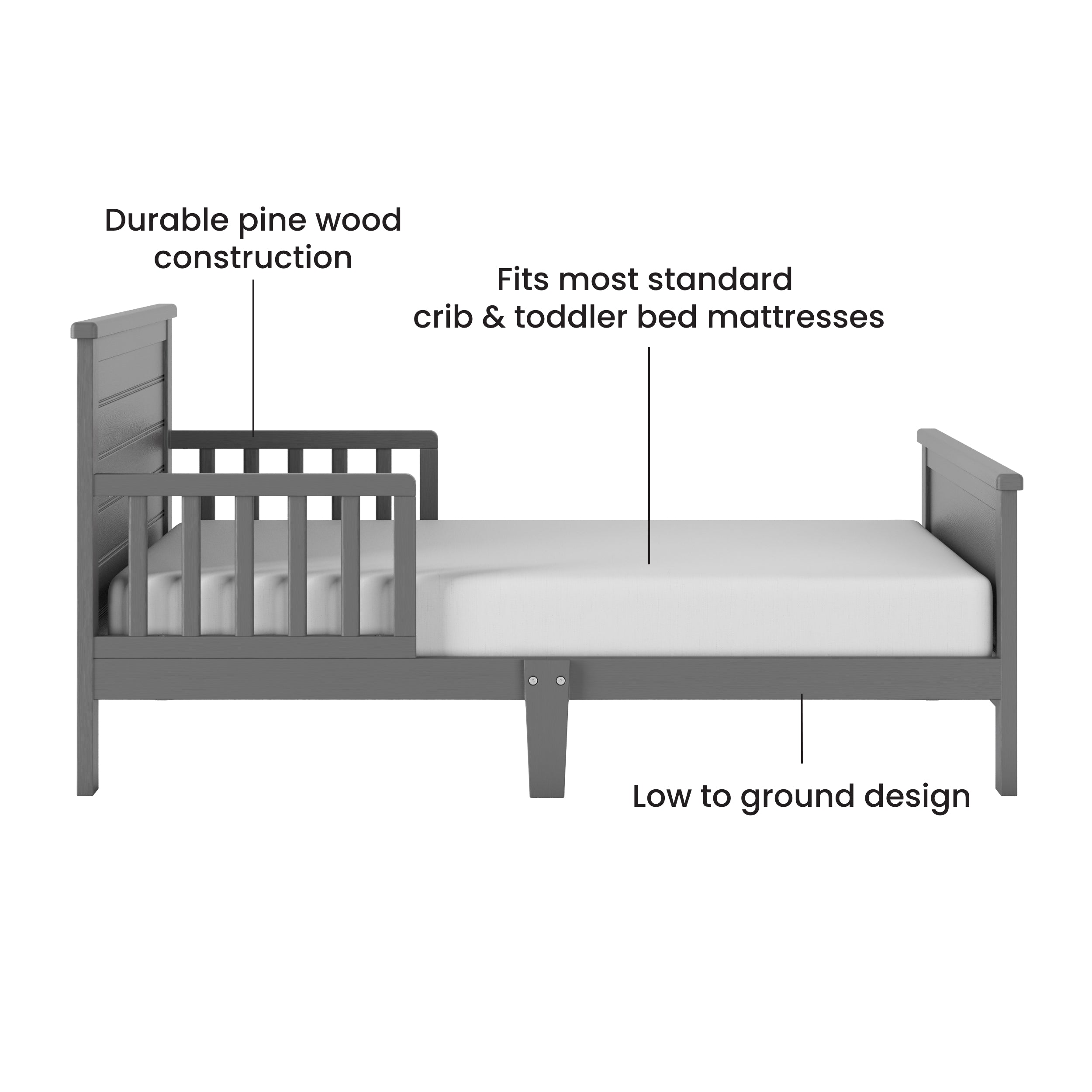Woodland Toddler Bed. Brushed Pebble - Image 5