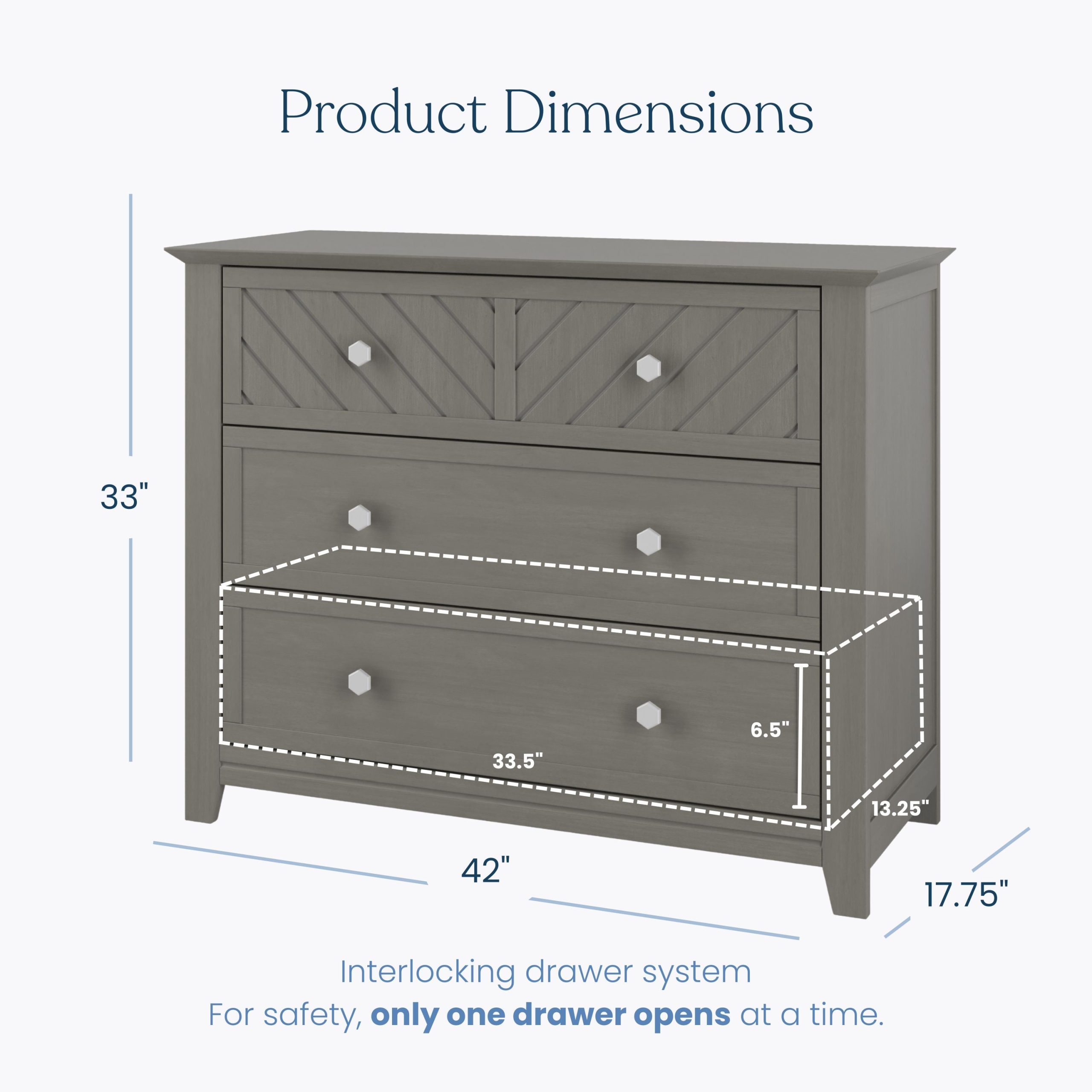 Atwood 3-Drawer Dresser. Lunar Gray - Image 3