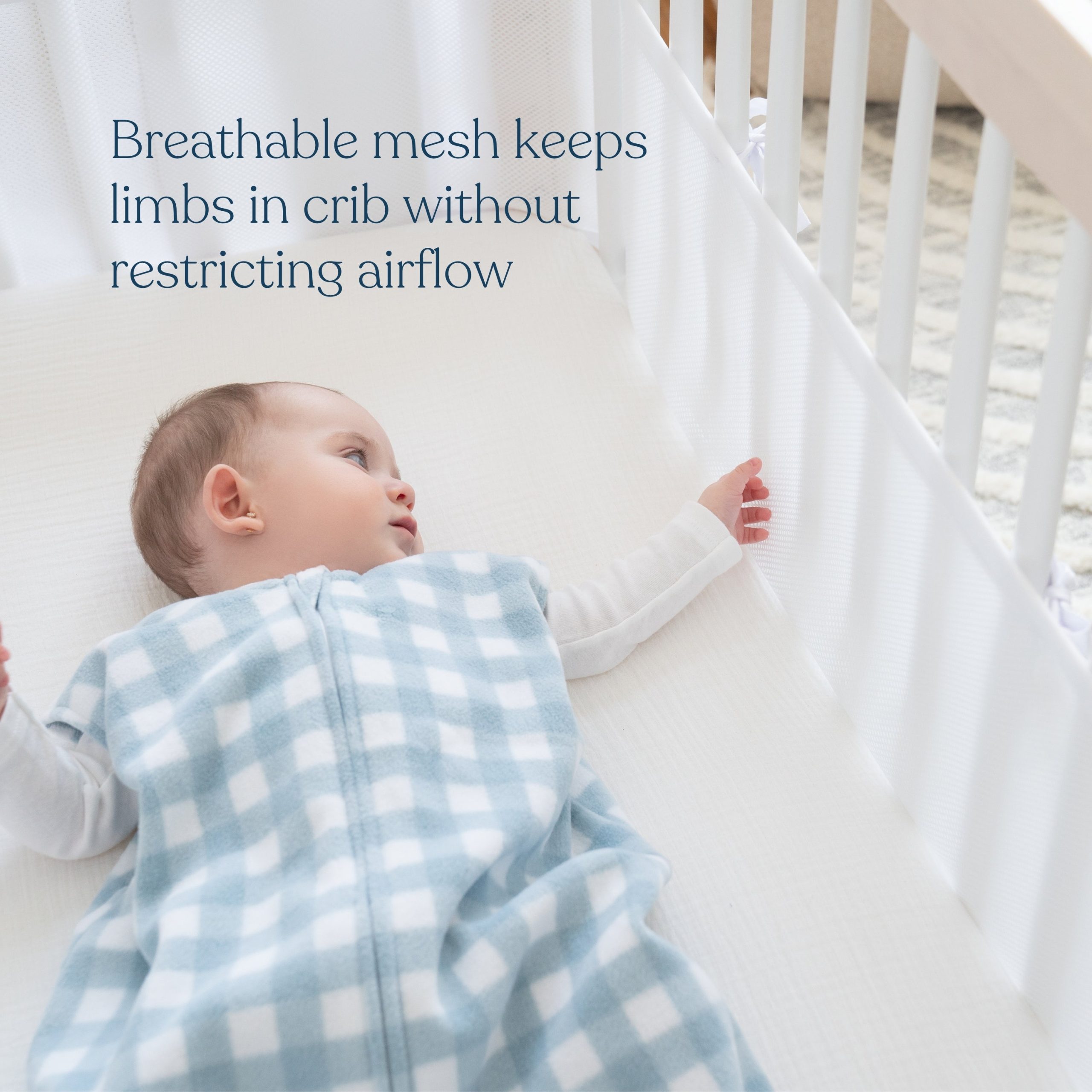 Breathable Mesh Crib Liner for Full Sized Solid End Crib - Image 2