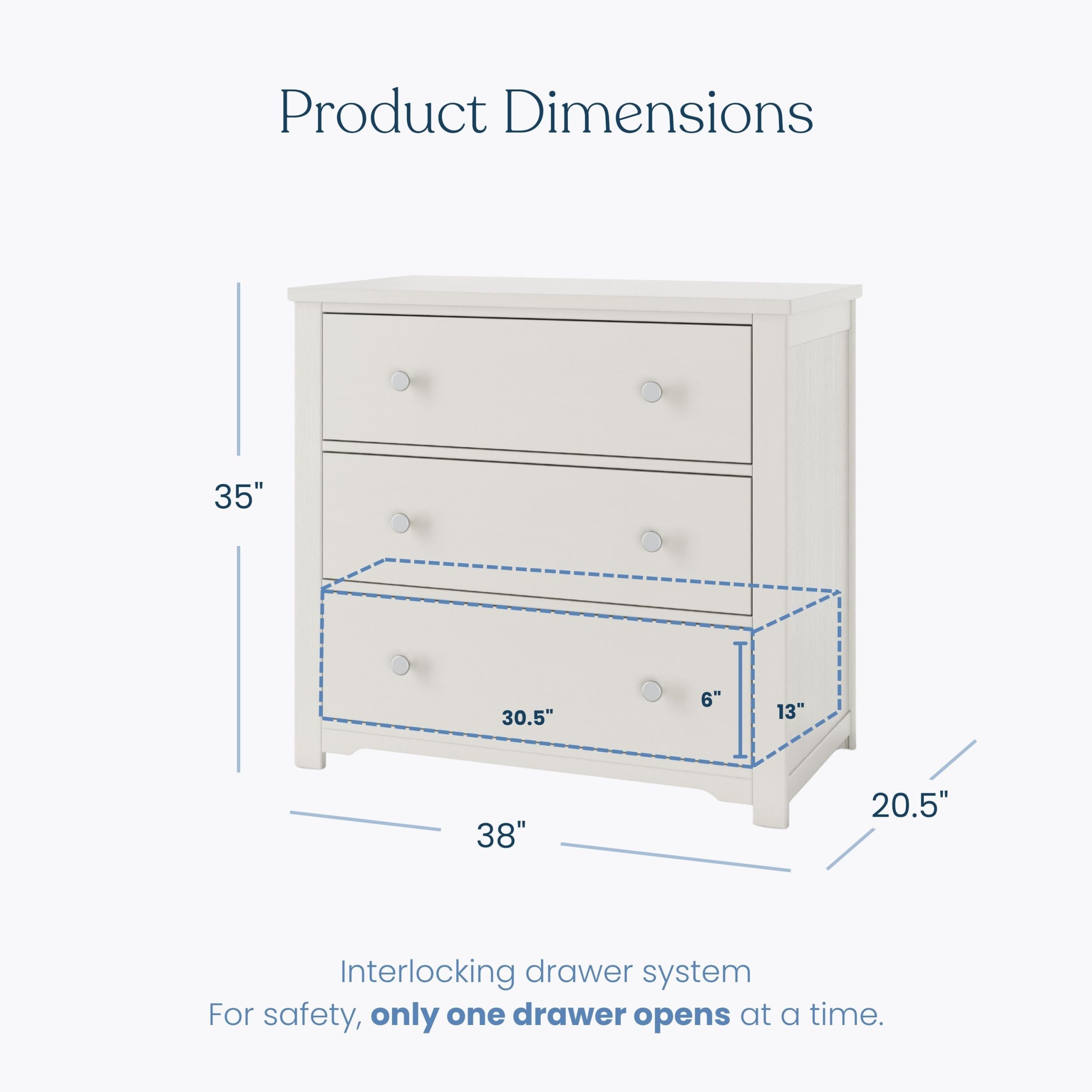Harmony 3-Drawer Dresser with Changing Table Topper. Brushed Cotton - Image 3