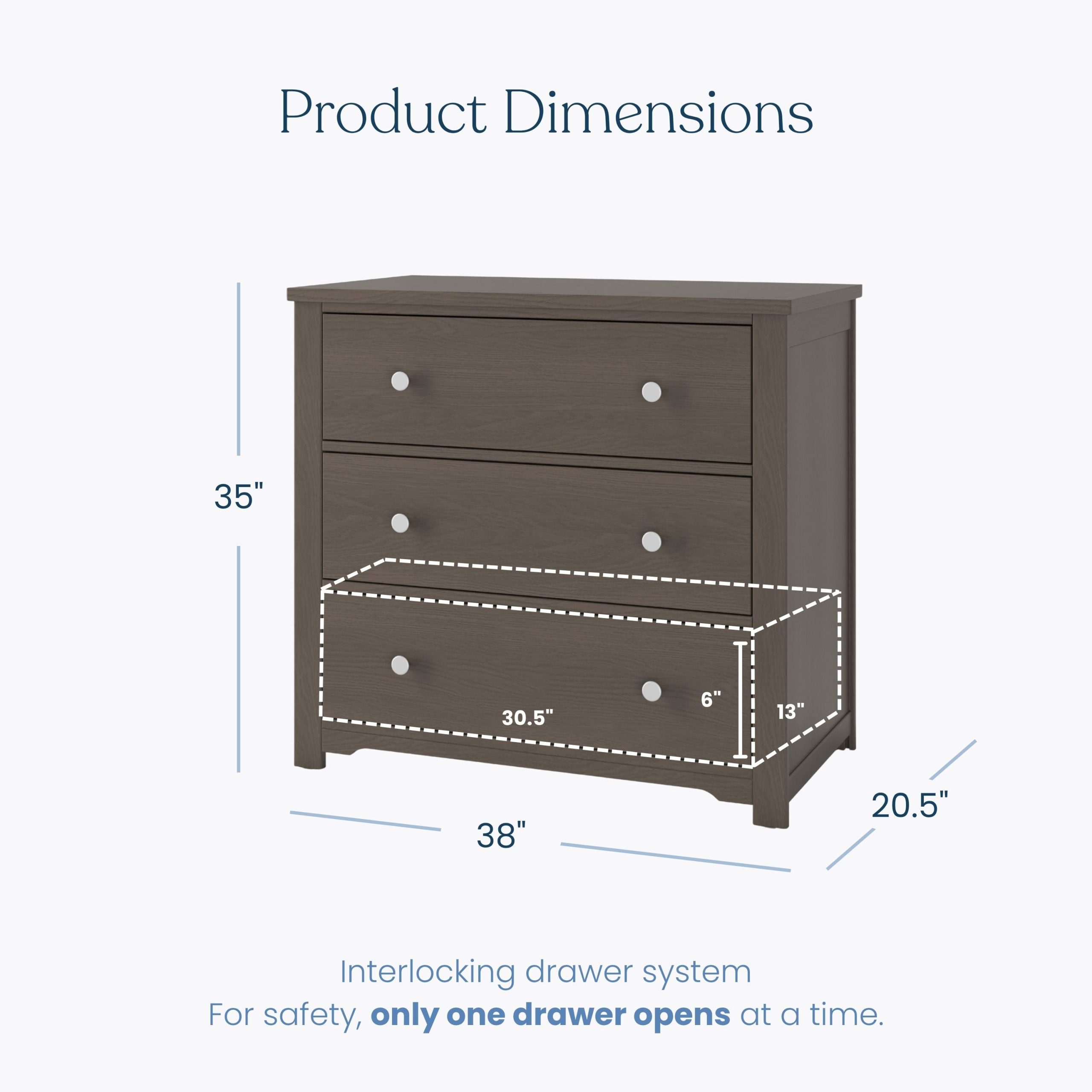 Harmony 3-Drawer Dresser with Changing Table Topper. Dapper Gray - Image 3