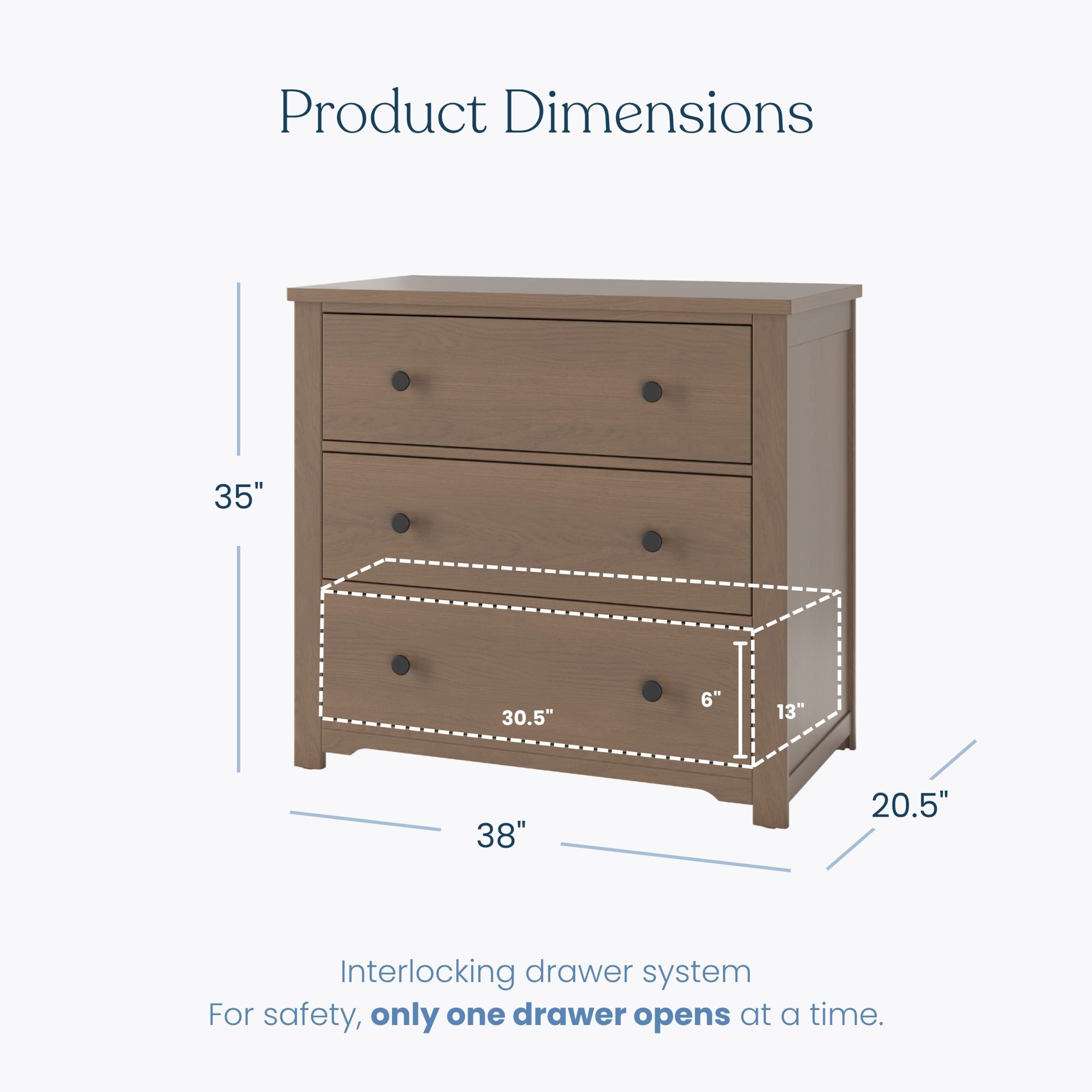 Harmony 3-Drawer Dresser with Changing Table Topper. Dusty Heather - Image 3