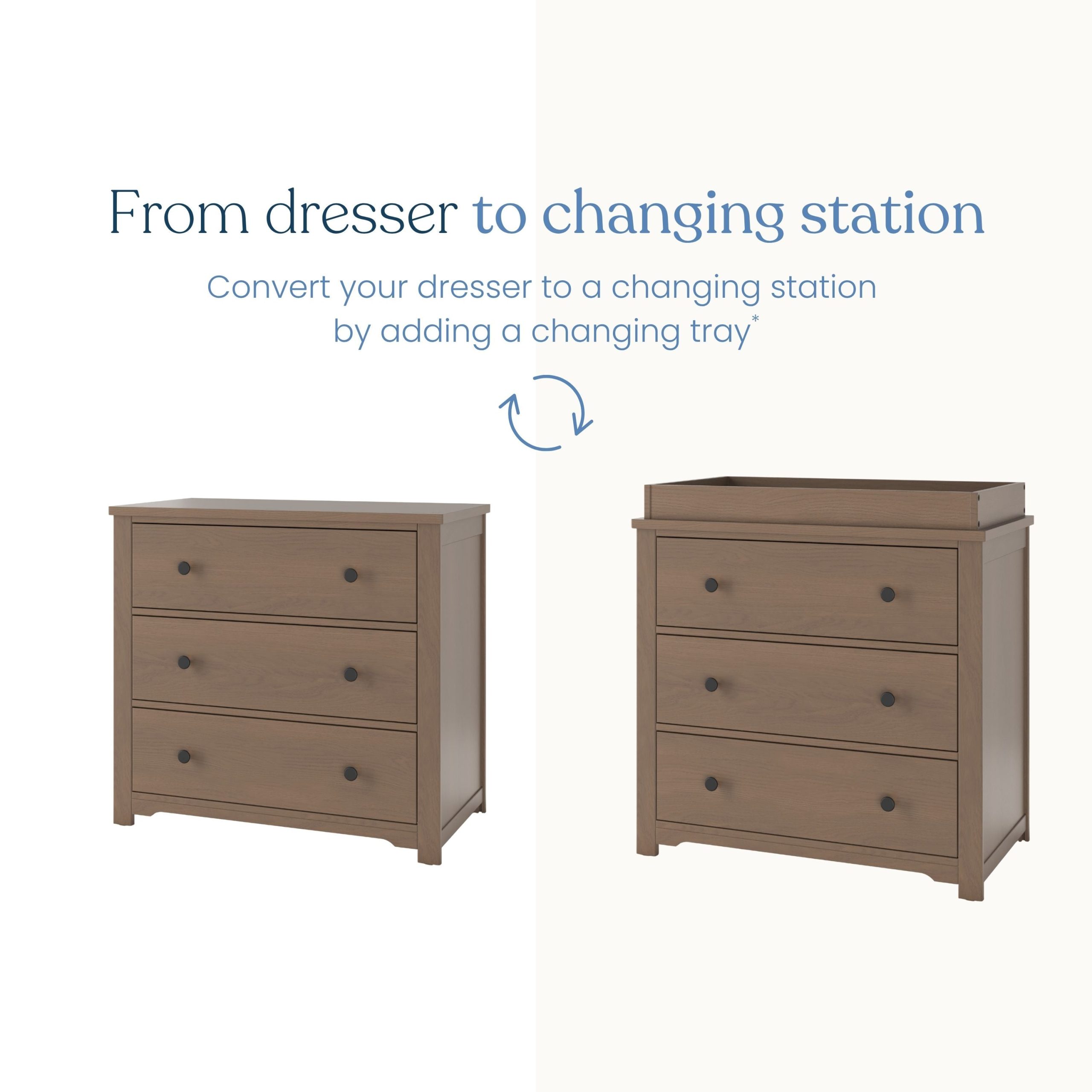 Harmony 3-Drawer Dresser with Changing Table Topper. Dusty Heather - Image 6