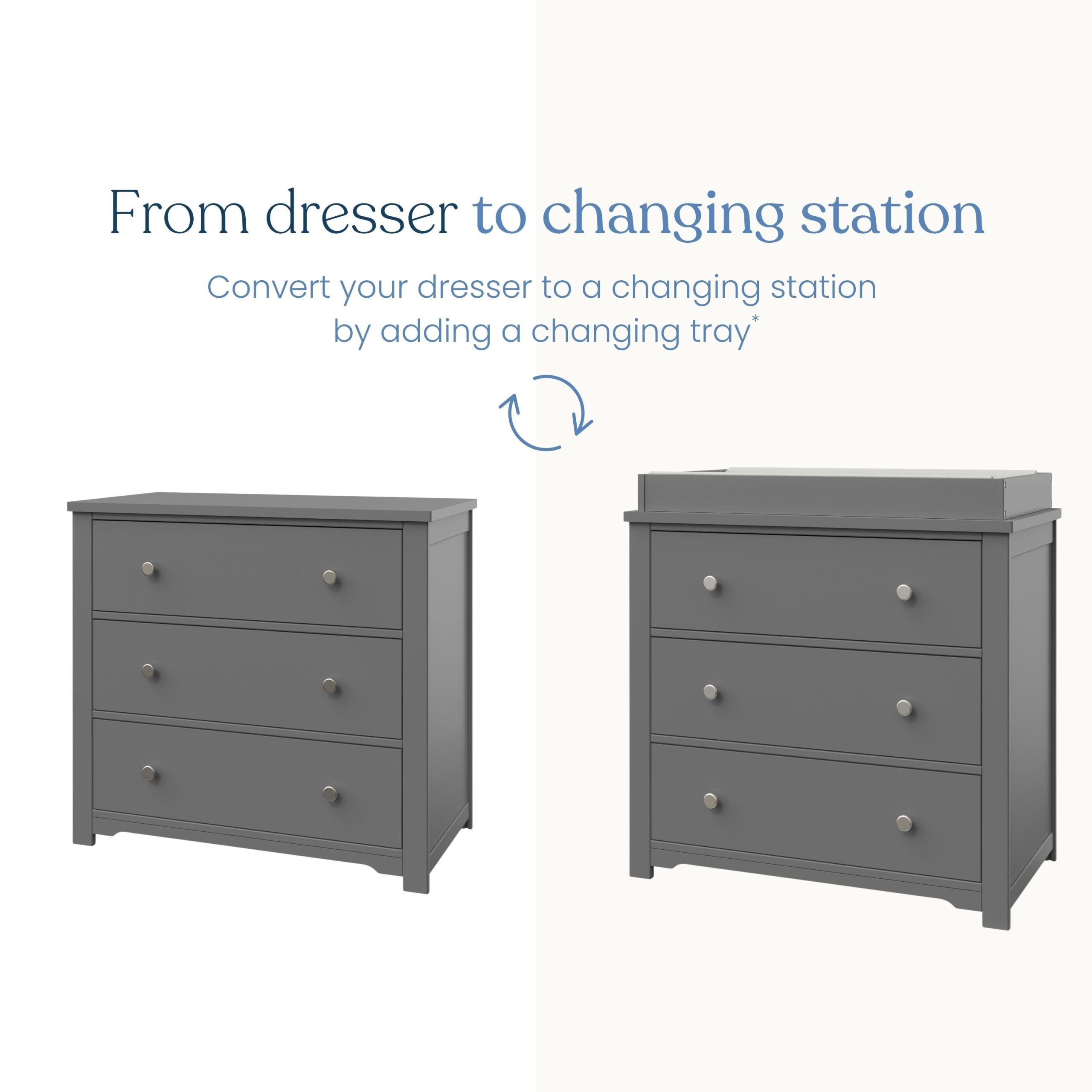 Harmony 3-Drawer Dresser with Changing Table Topper. Cool Gray - Image 6