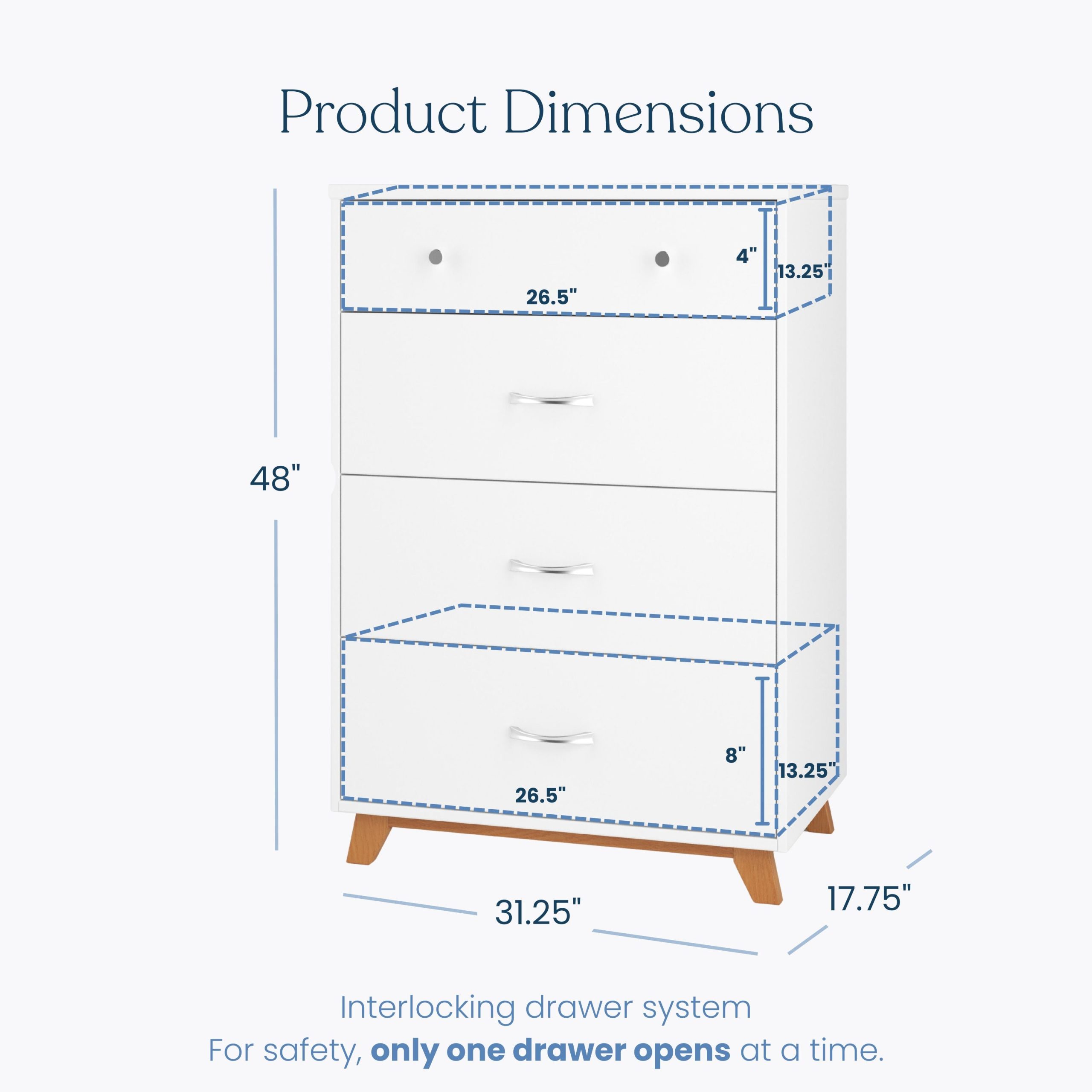 Soho 4 Drawer Chest. White/Natural - Image 3