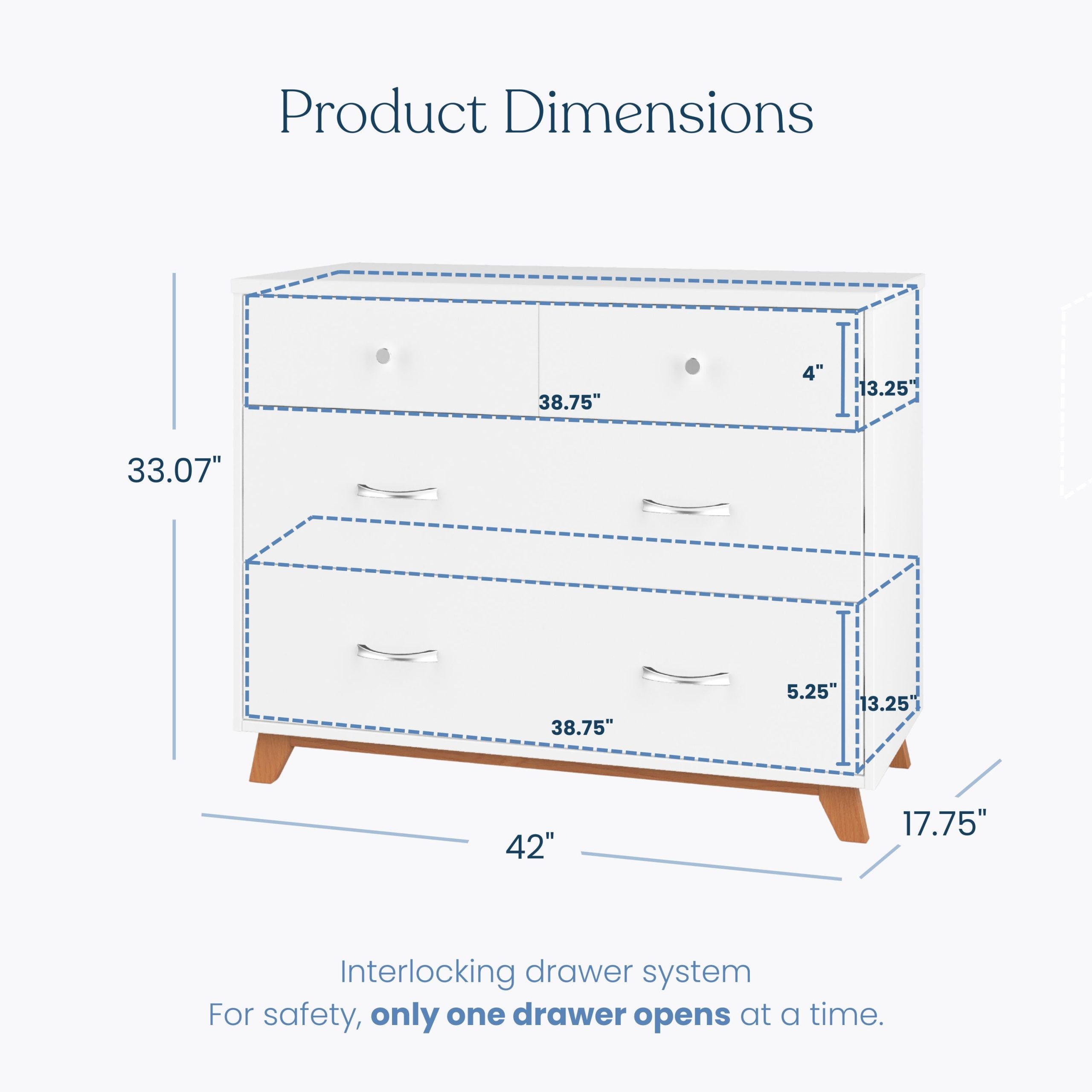 Soho 3-Drawer Dresser. White/Natural - Image 3