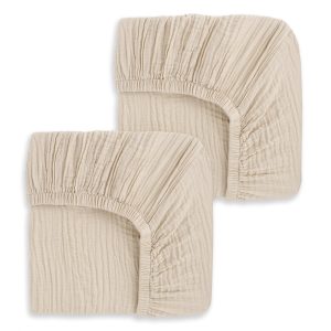 Fitted Crib Sheets 100% Organic Cotton Muslin 2 Pack